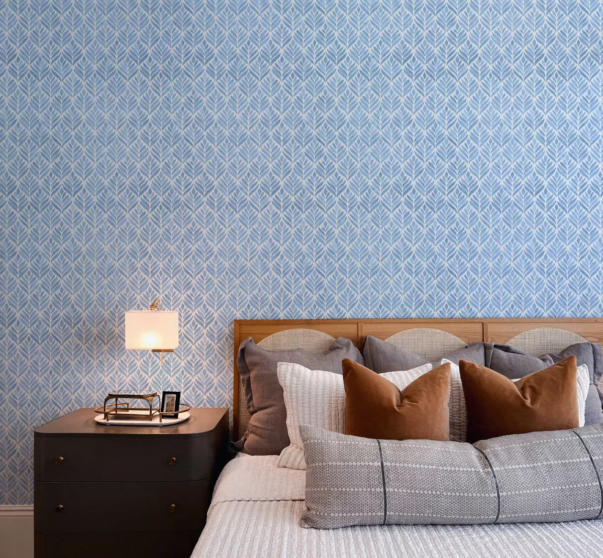 Watercolour Petals Blue & White Wallpaper from Olive et Oriel where you can shop wallpaper and artworks online