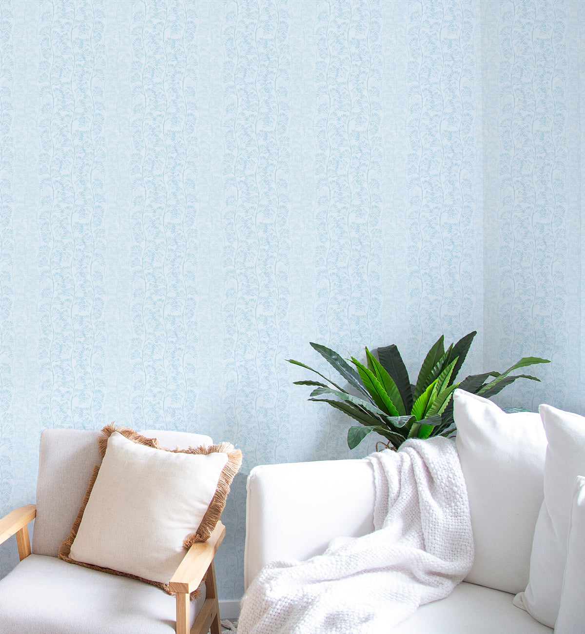 Ocean Luxe Stripes in Light Blue Wallpaper