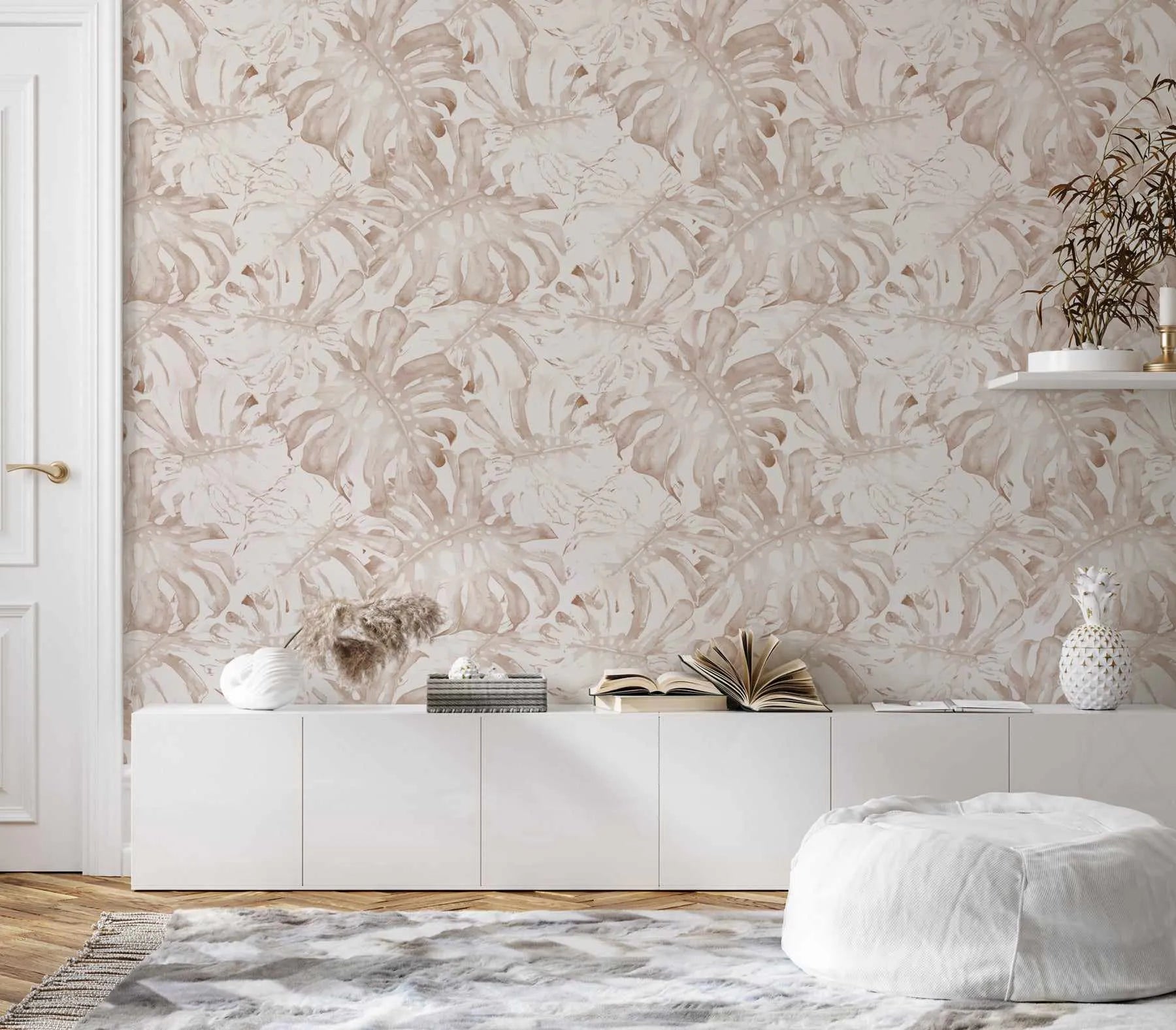 Monstera In Coco Wallpaper from Olive et Oriel where you can shop wallpaper and artworks online