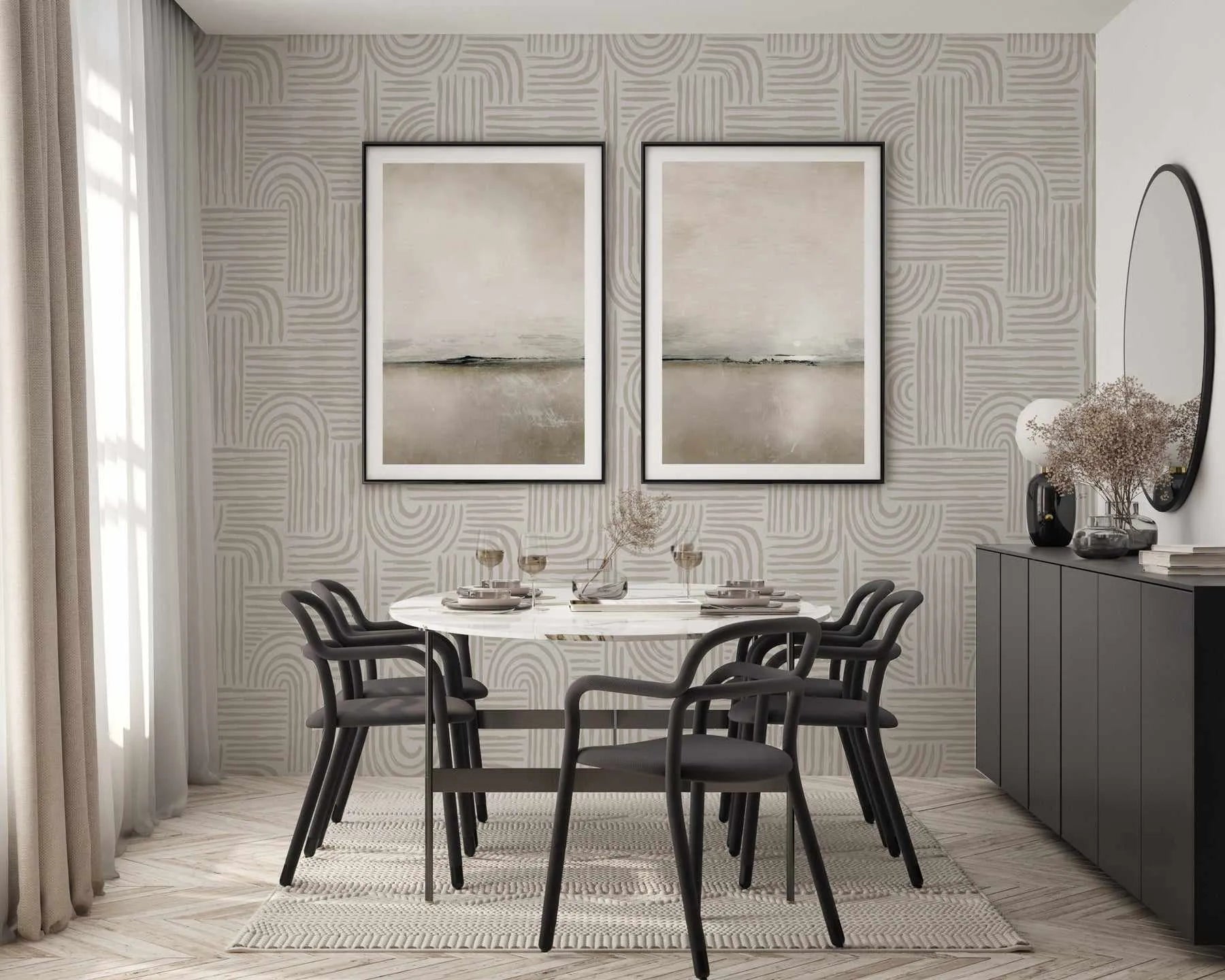 Fine Lines Wallpaper from Olive et Oriel where you can shop wallpaper and artworks online