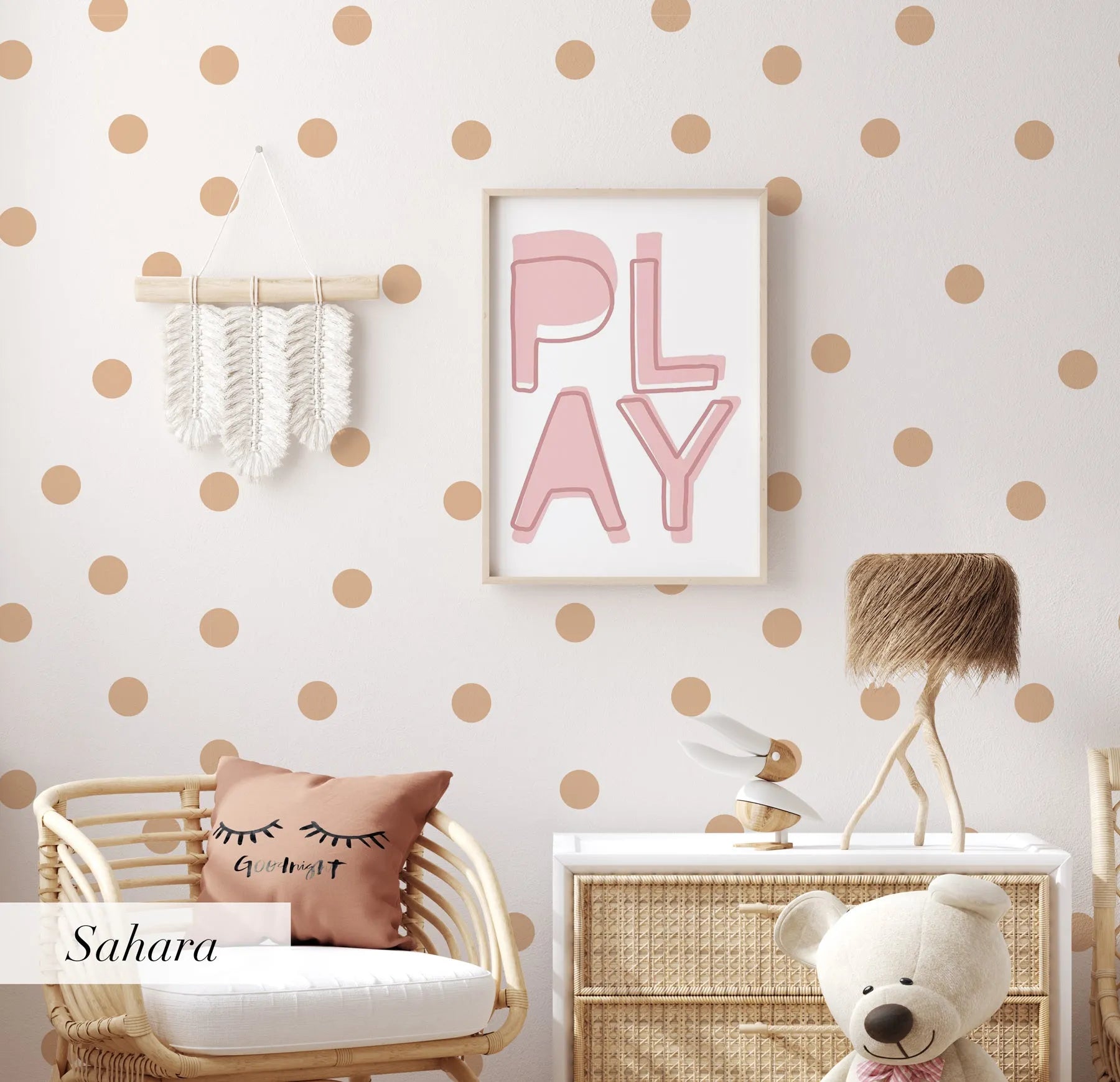 Fun Dots Wallpaper | Multiple Colour Options from Olive et Oriel where you can shop wallpaper and artworks online