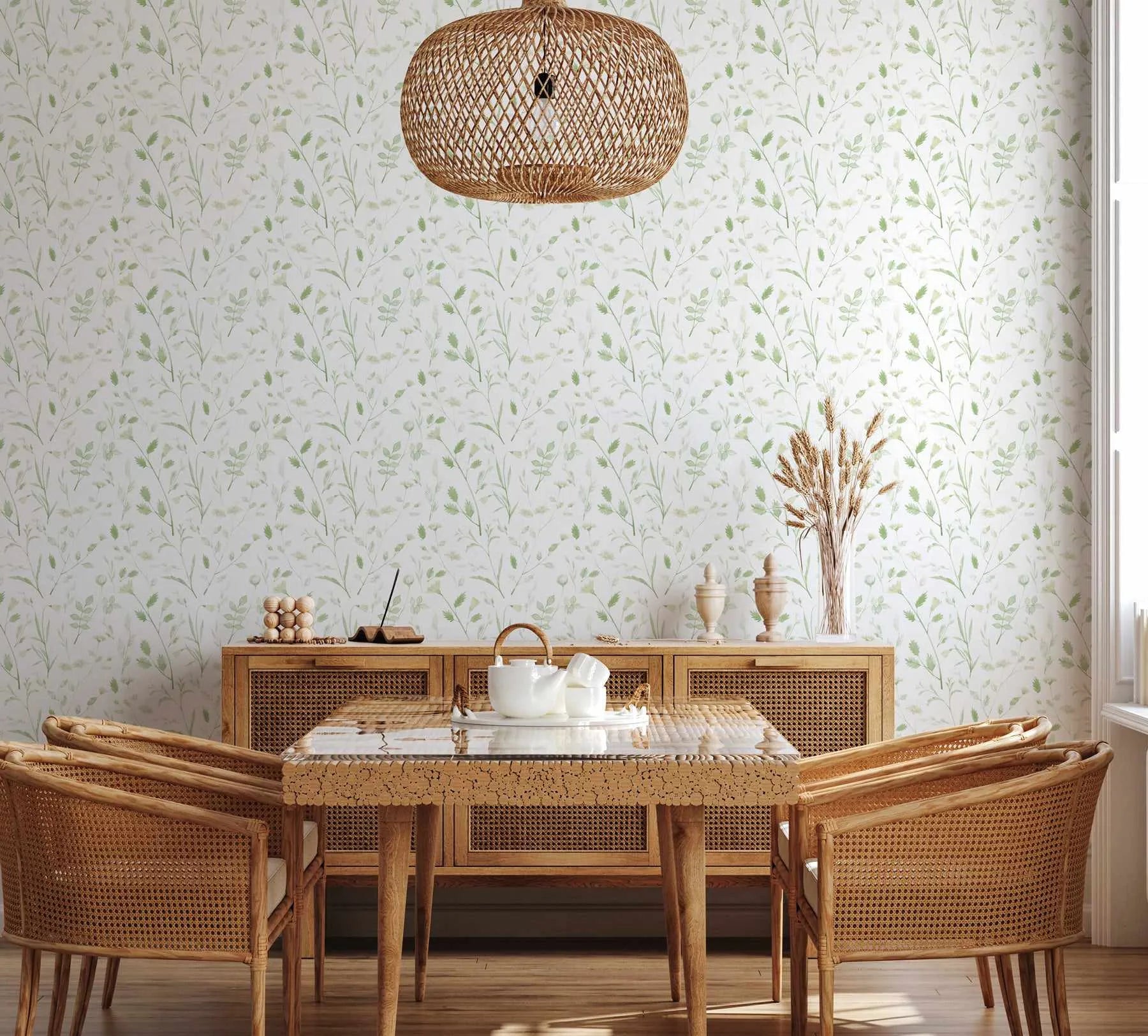 Stem Sage Green Wallpaper from Olive et Oriel where you can shop wallpaper and artworks online