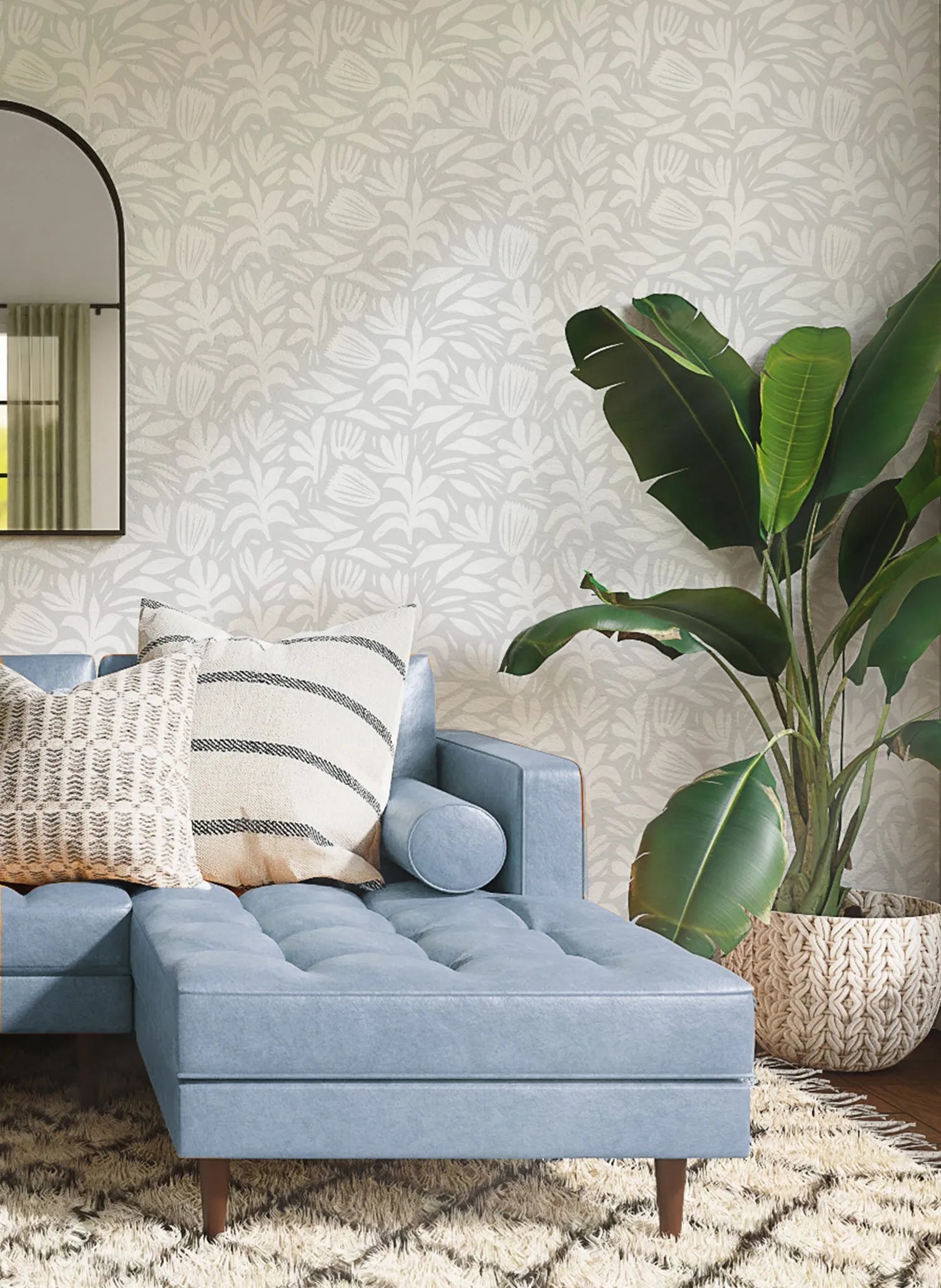 Modern Cut Grey Wallpaper from Olive et Oriel where you can shop wallpaper and artworks online