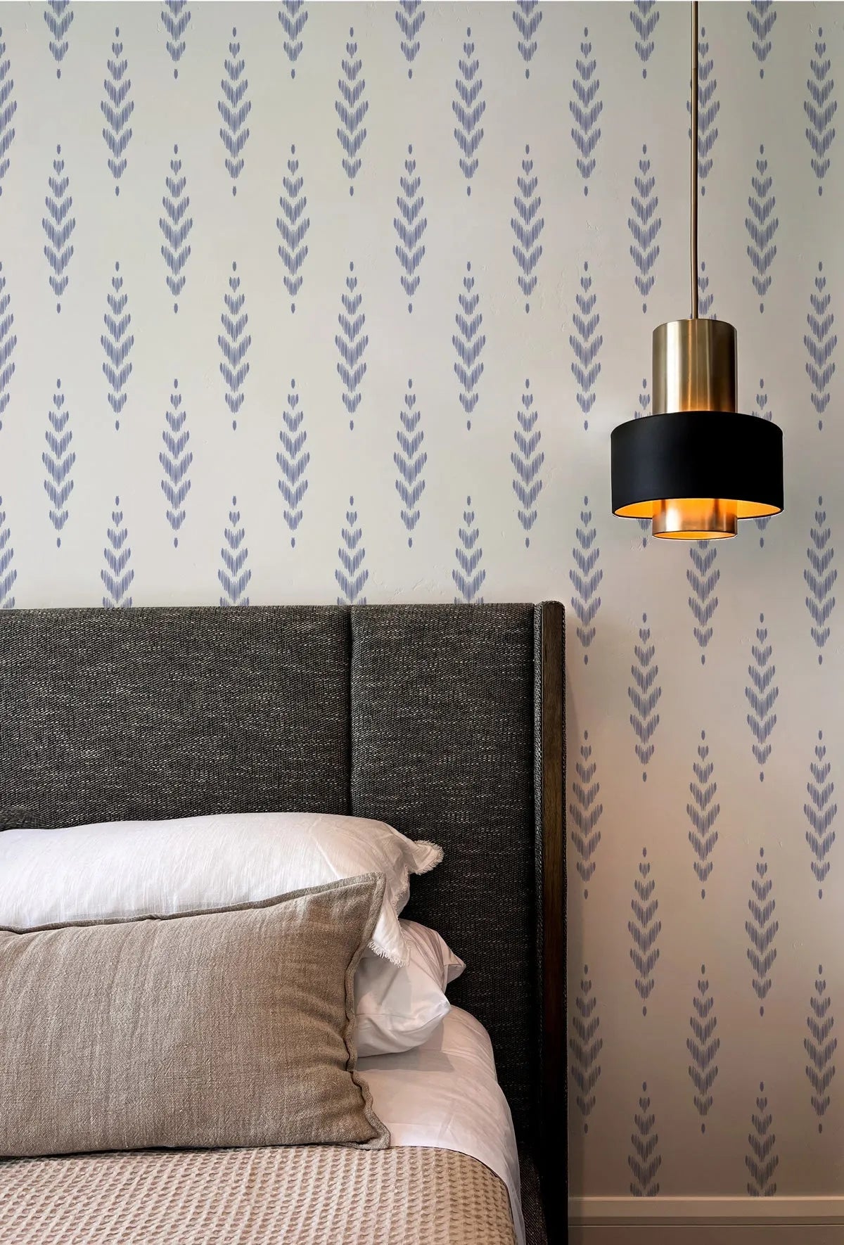 Ikat Navy Blue Wallpaper from Olive et Oriel where you can shop wallpaper and artworks online