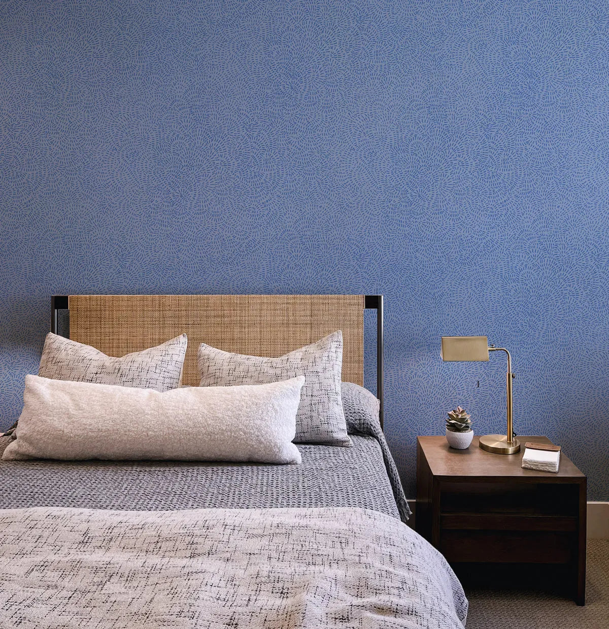 Bronte Navy Blue Wallpaper from Olive et Oriel where you can shop wallpaper and artworks online