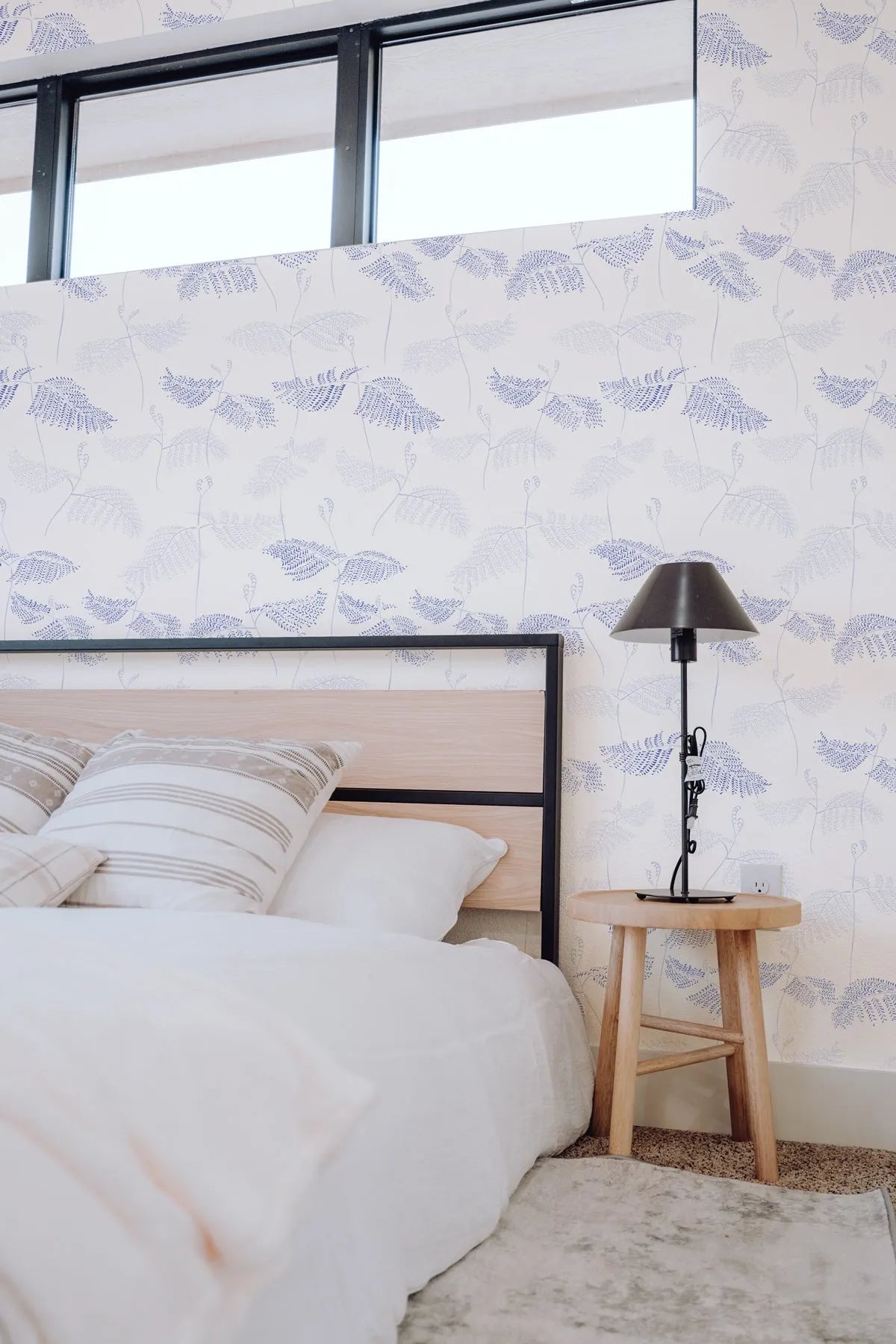 Ferns Navy Blue Wallpaper from Olive et Oriel where you can shop wallpaper and artworks online