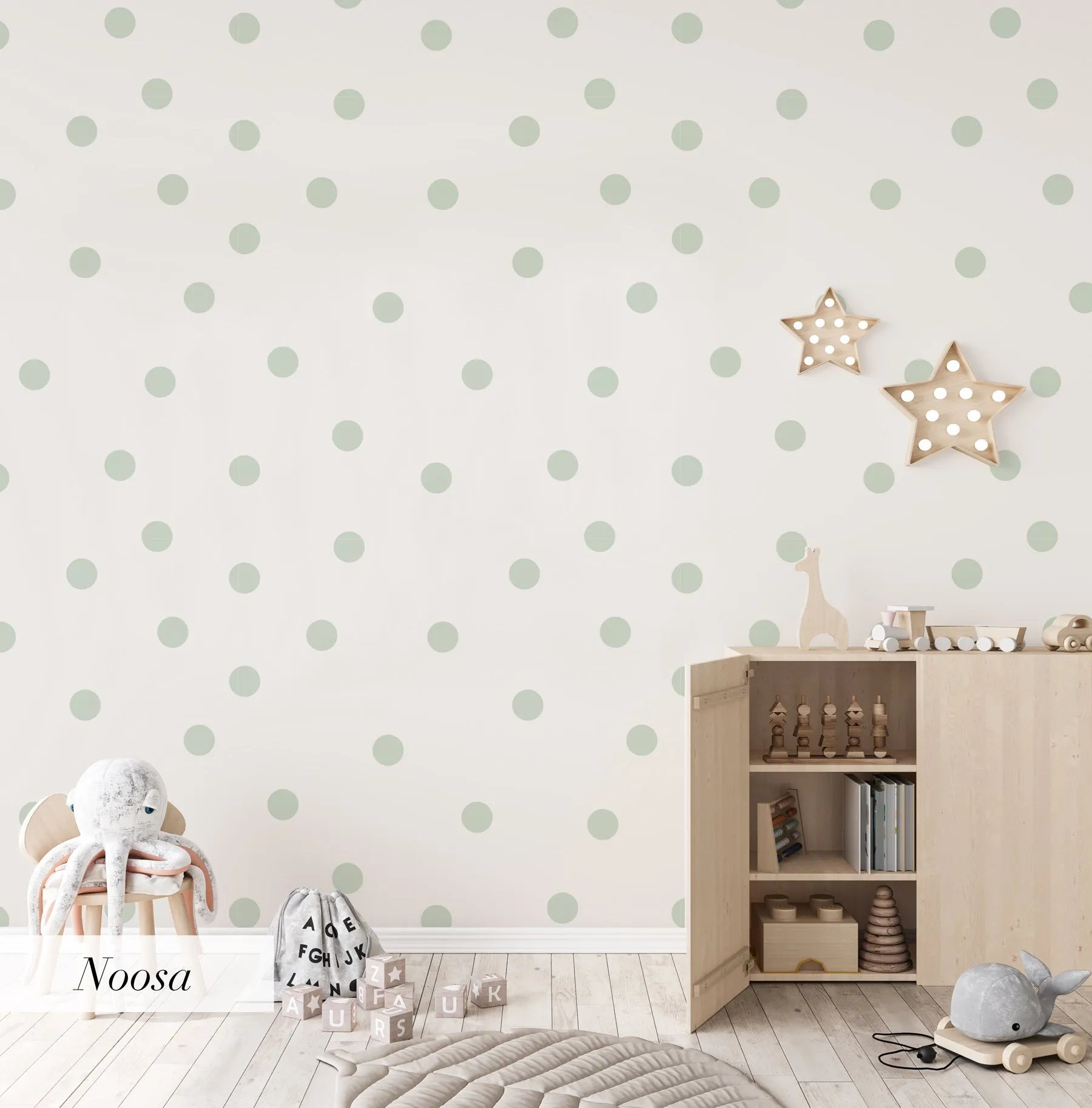 Fun Dots Wallpaper | Multiple Colour Options from Olive et Oriel where you can shop wallpaper and artworks online