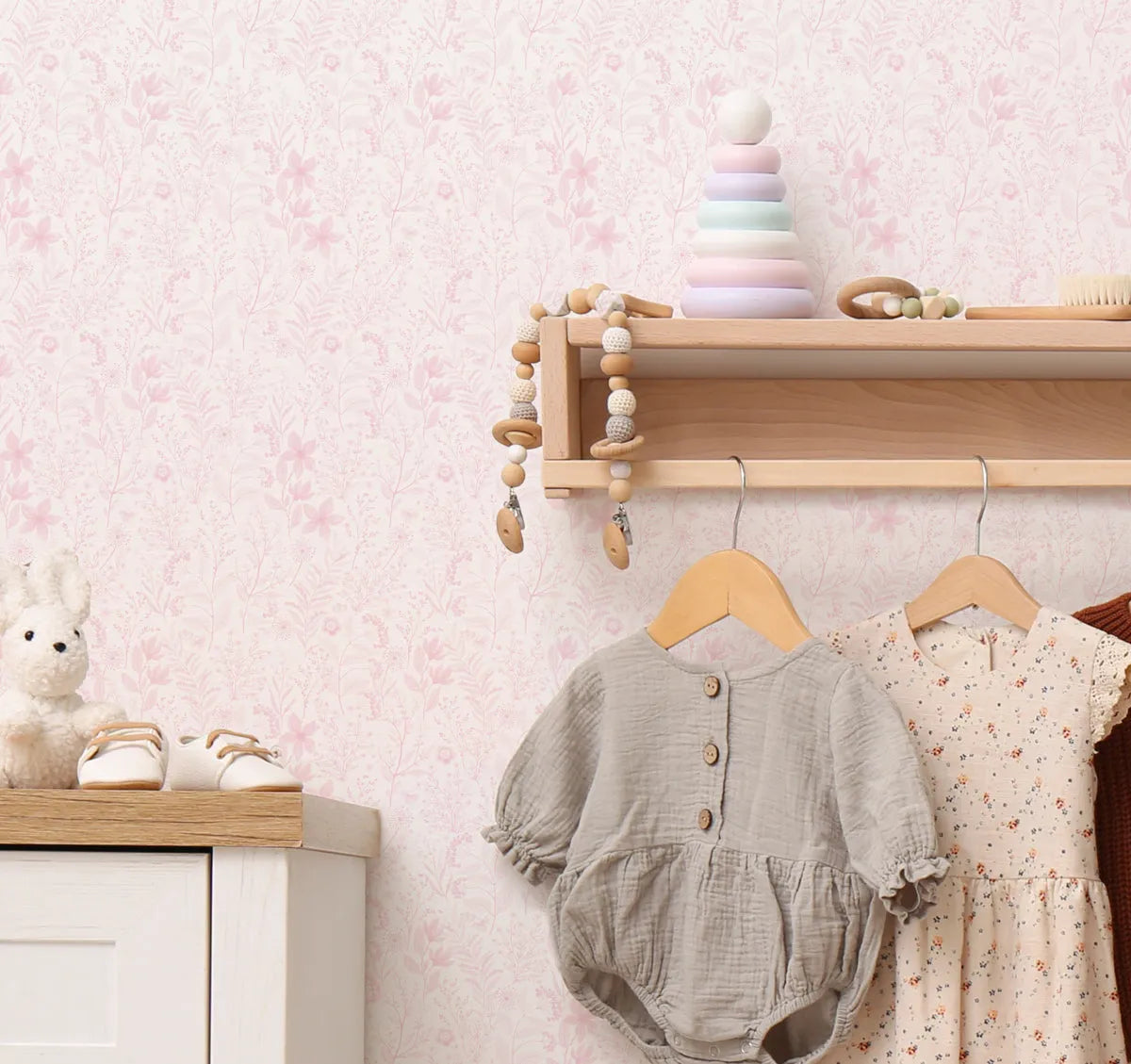 Pink Spring Florals Wallpaper from Olive et Oriel where you can shop wallpaper and artworks online