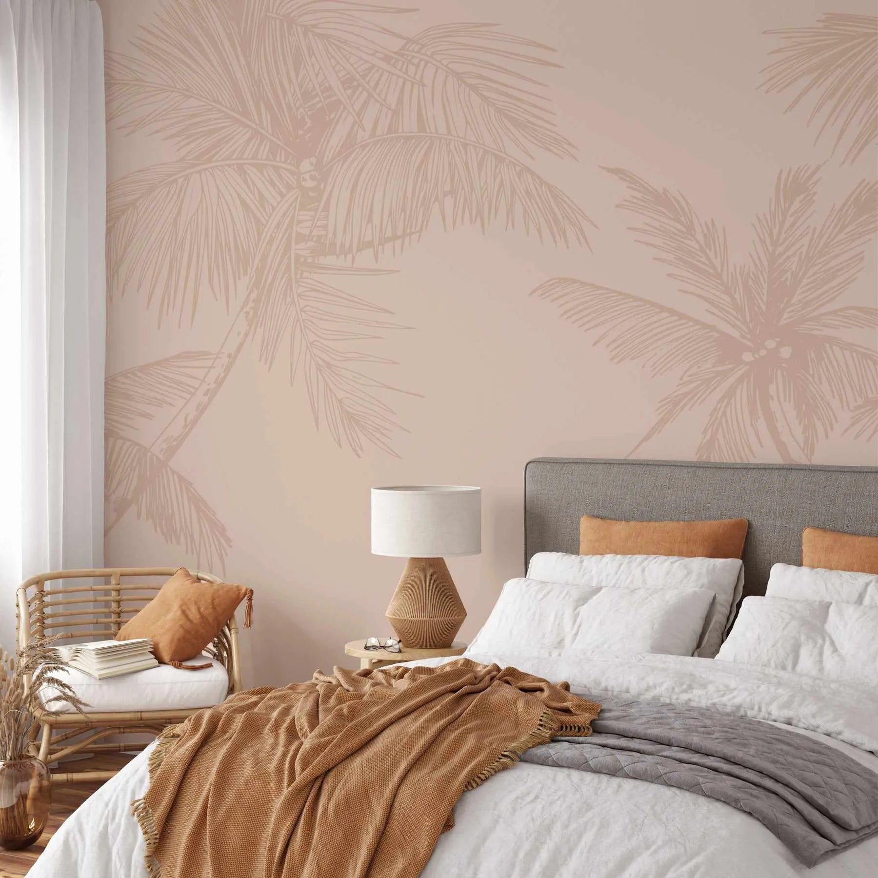 The Palms Wallpaper in Sahara from Olive et Oriel where you can shop wallpaper and artworks online