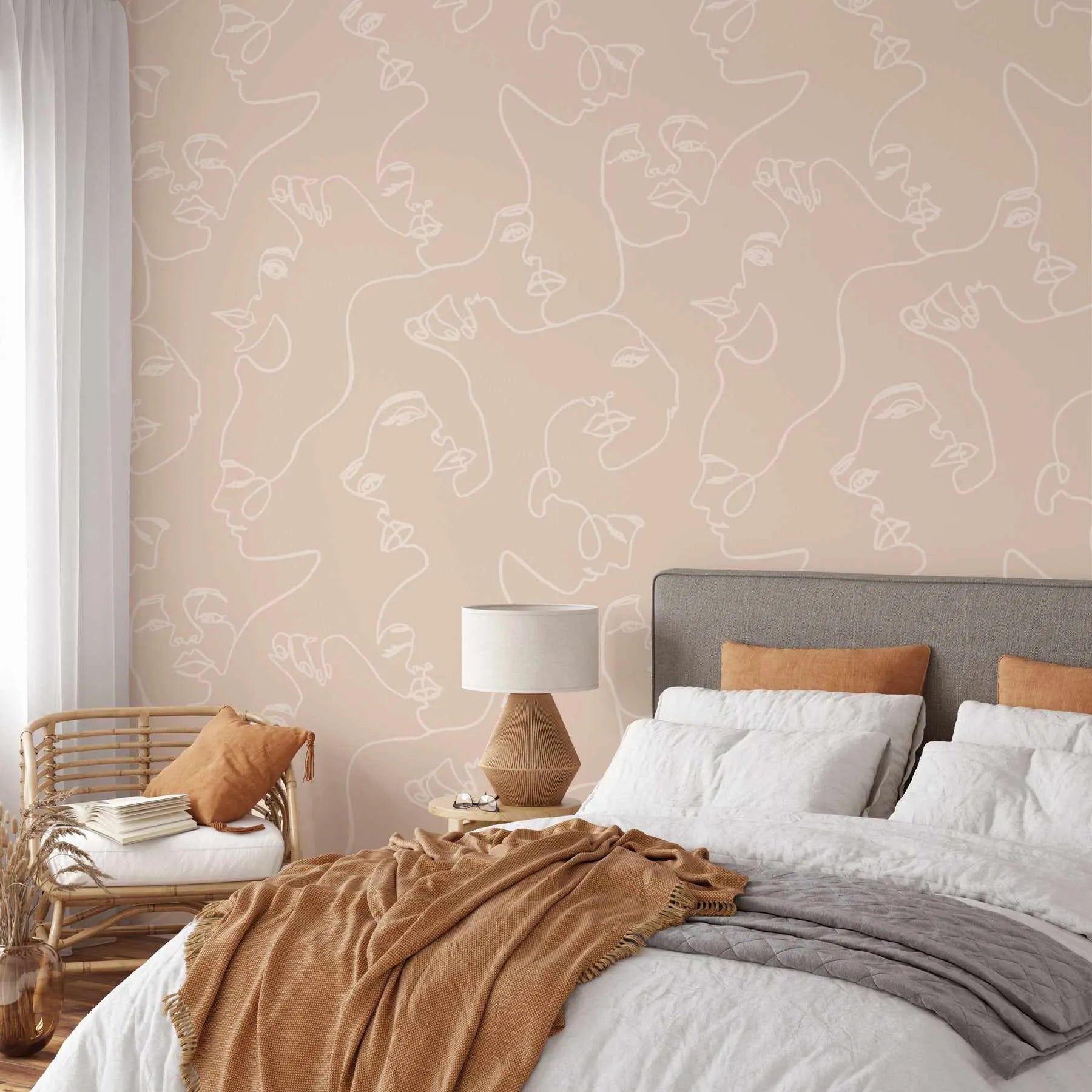 Faces in Almond Wallpaper from Olive et Oriel where you can shop wallpaper and artworks online