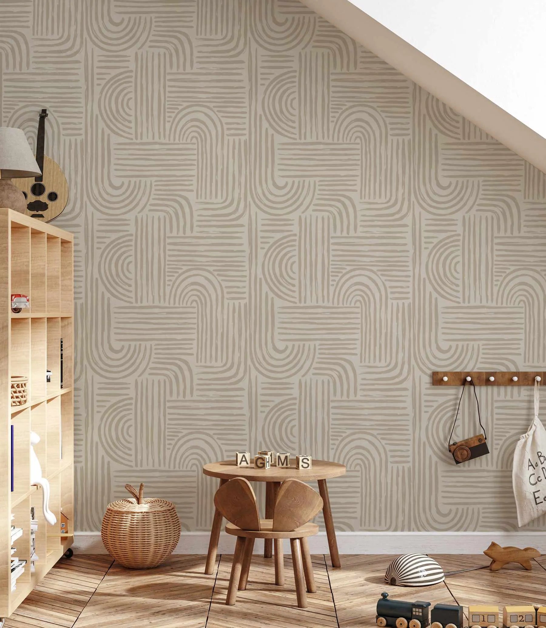 Fine Lines Wallpaper from Olive et Oriel where you can shop wallpaper and artworks online