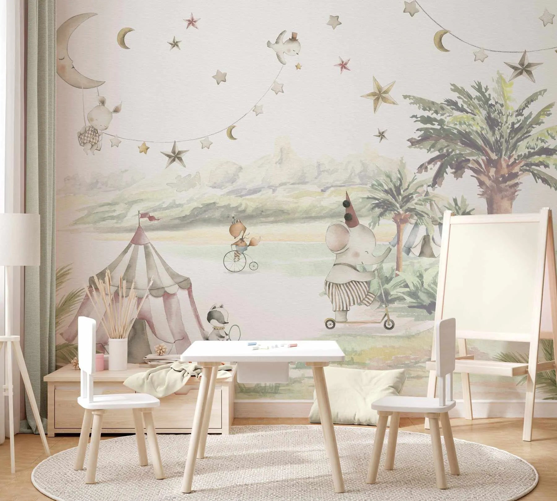 Moonlight Circus Wallpaper Mural from Olive et Oriel where you can shop wallpaper and artworks online
