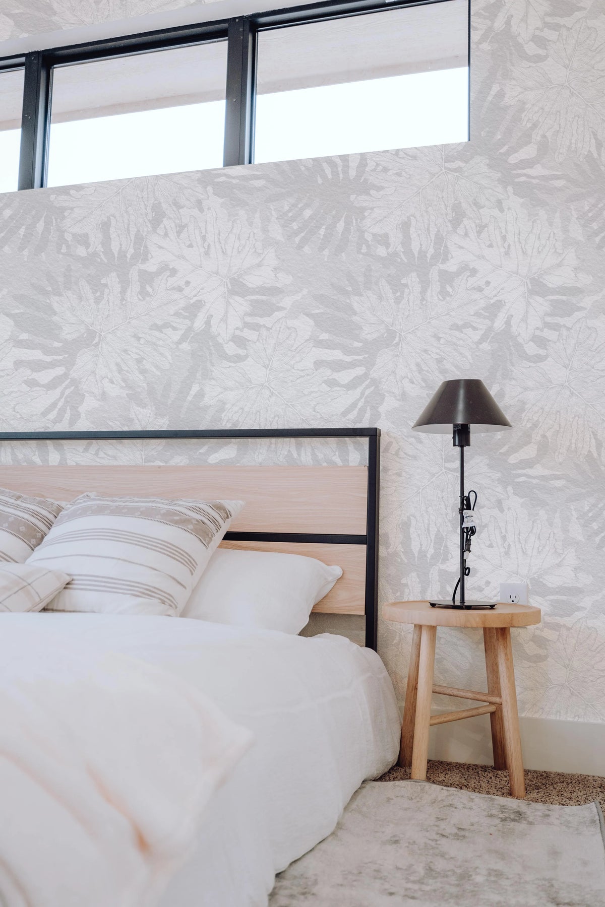 Shady Palms Grey Wallpaper from Olive et Oriel where you can shop wallpaper and artworks online