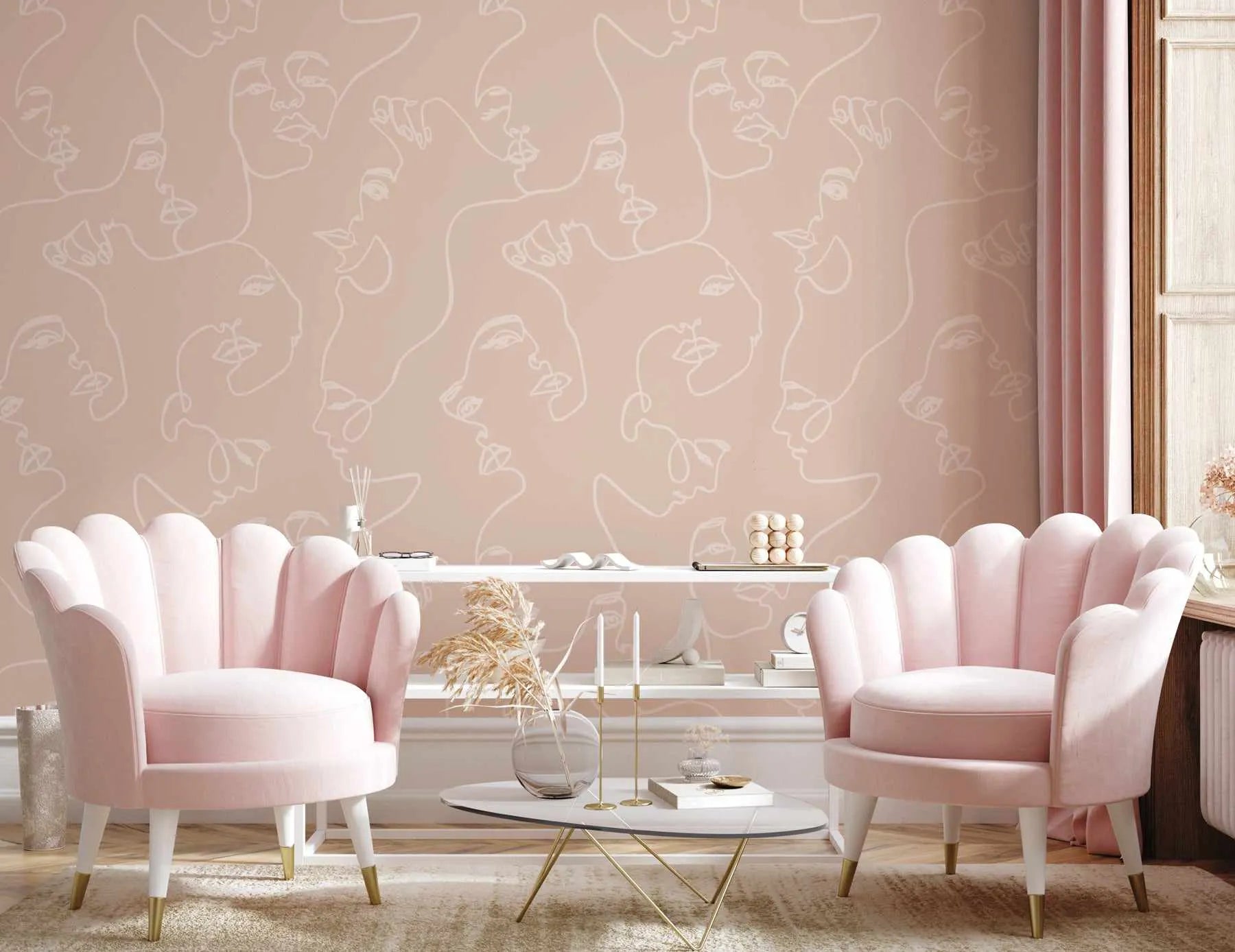 Faces in Almond Wallpaper from Olive et Oriel where you can shop wallpaper and artworks online