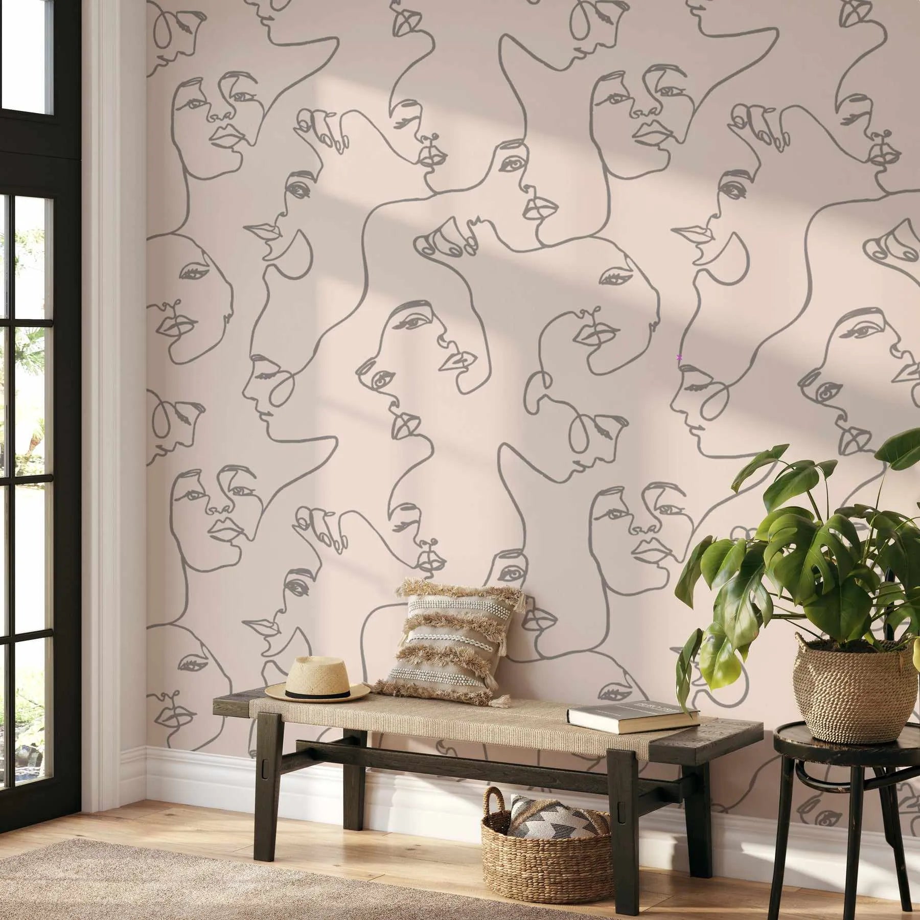 Faces in Ecru Wallpaper from Olive et Oriel where you can shop wallpaper and artworks online