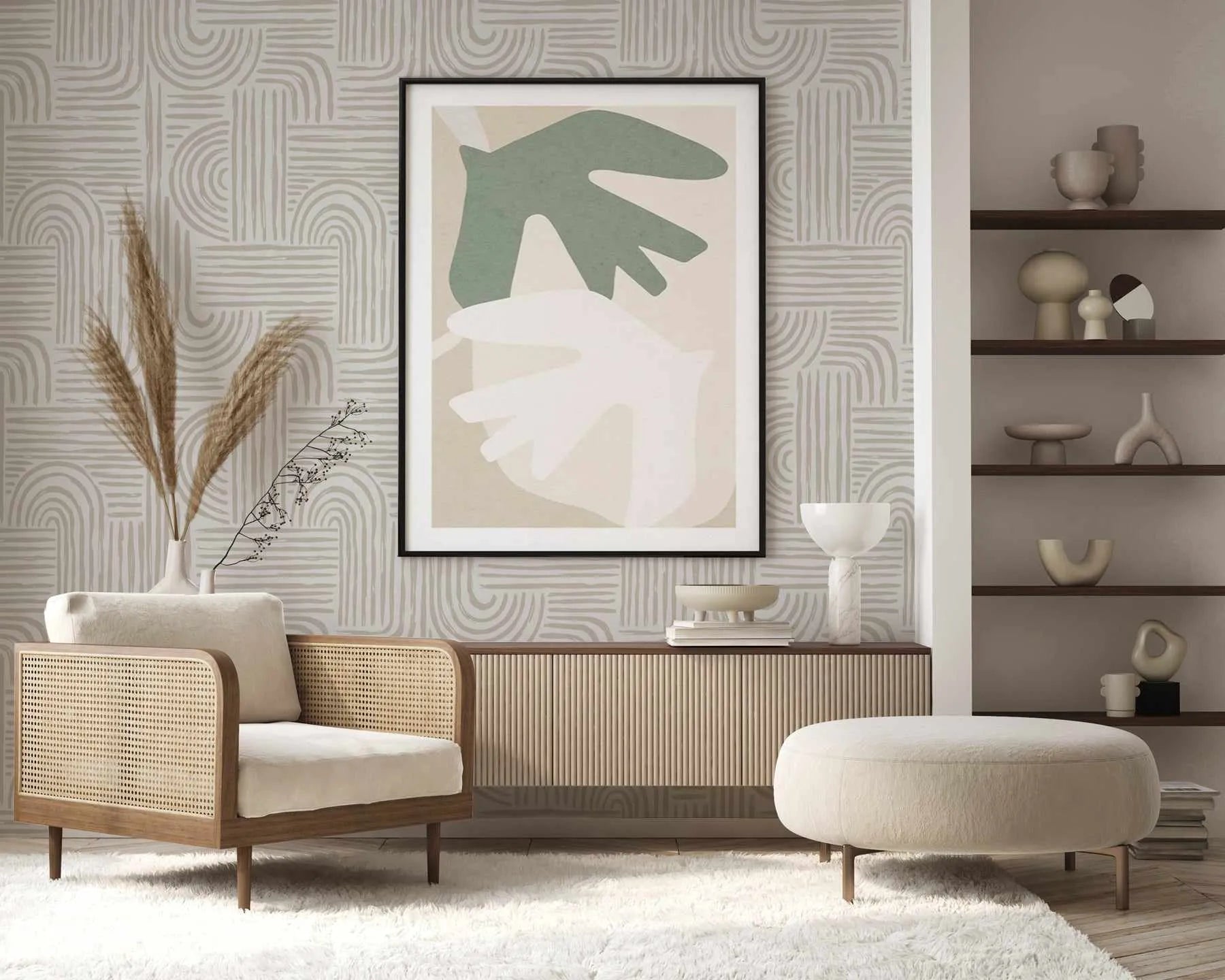 Fine Lines Wallpaper from Olive et Oriel where you can shop wallpaper and artworks online