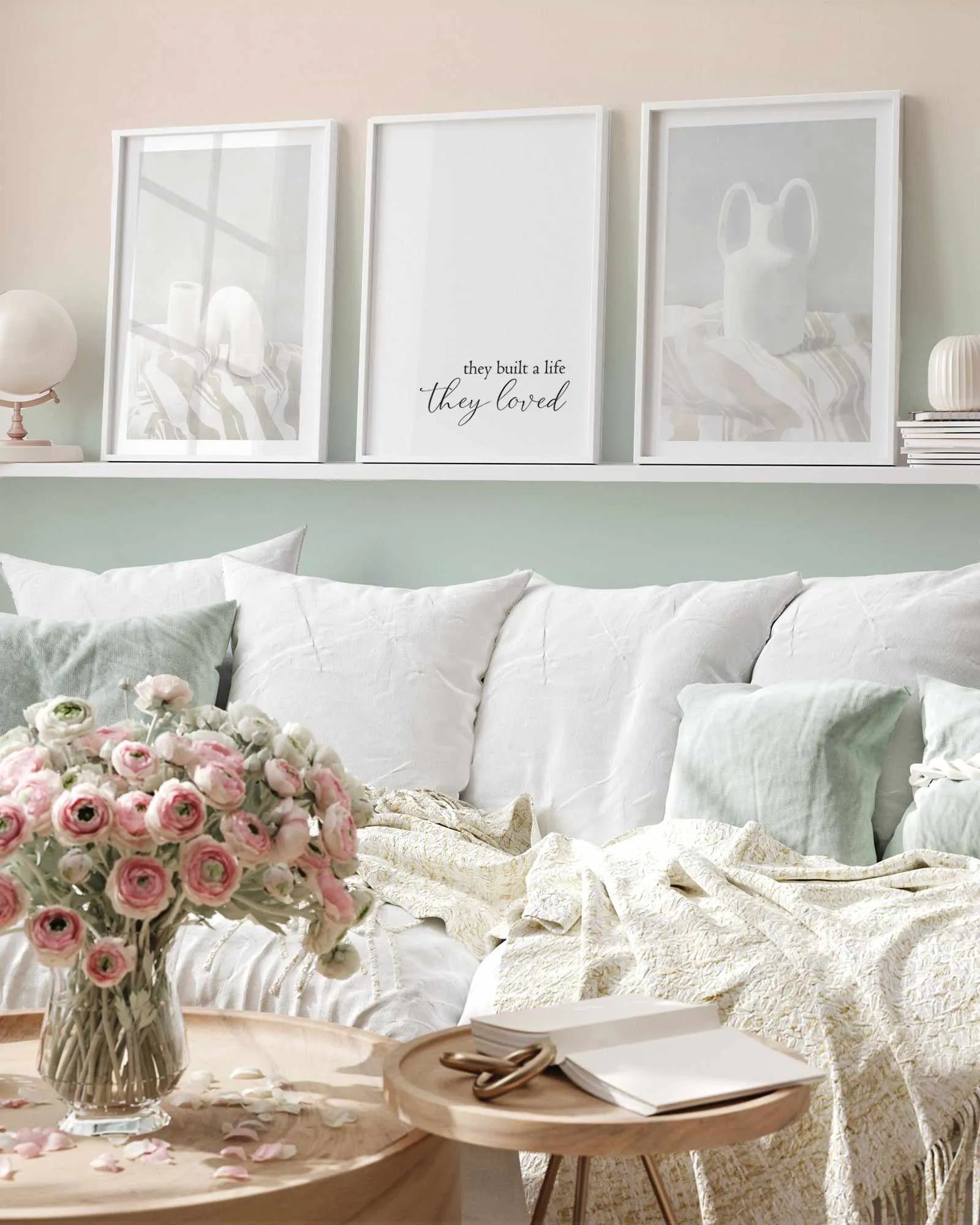 Aura in Eucalyptus Wallpaper from Olive et Oriel where you can shop wallpaper and artworks online