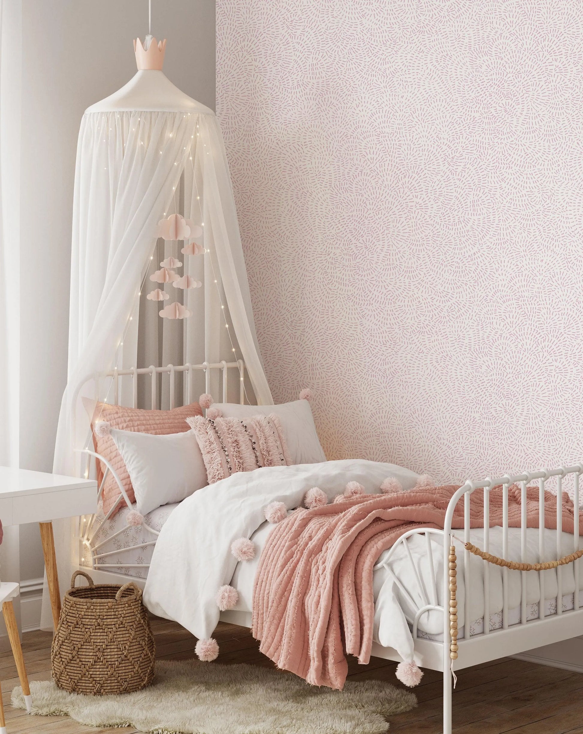 Dots Pattern In Pink Wallpaper from Olive et Oriel where you can shop wallpaper and artworks online