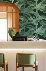 Bermuda in Dark Green Commercial Vinyl Wallcovering