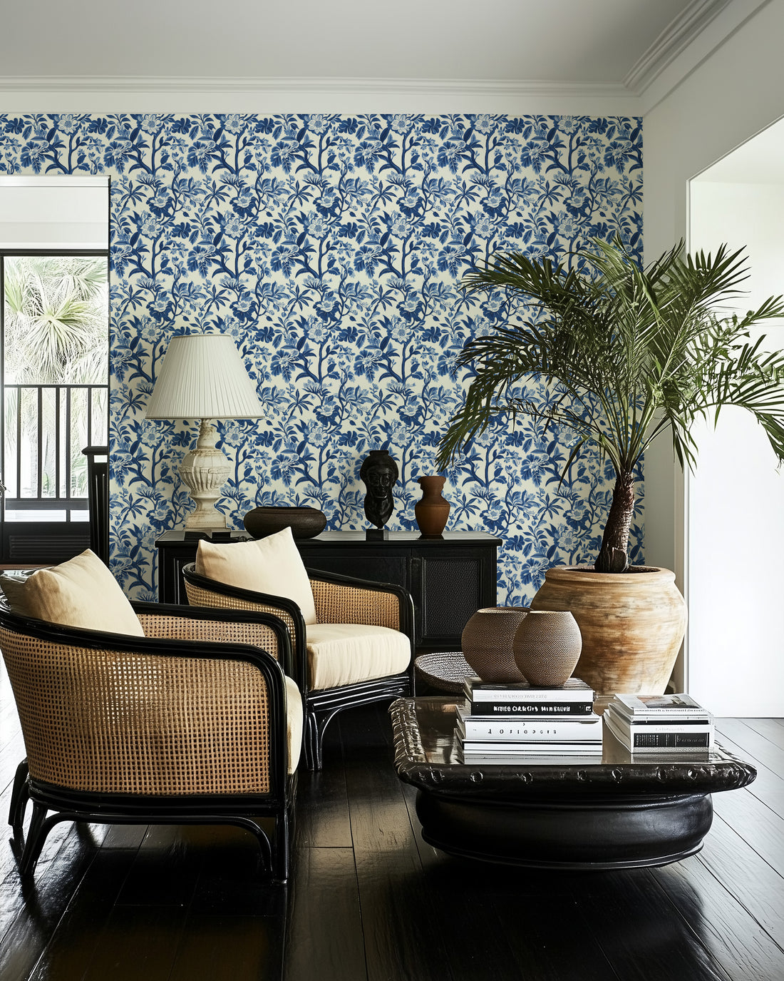 Colonial Wreath & Vine Wallpaper from Olive et Oriel where you can shop wallpaper and artworks online