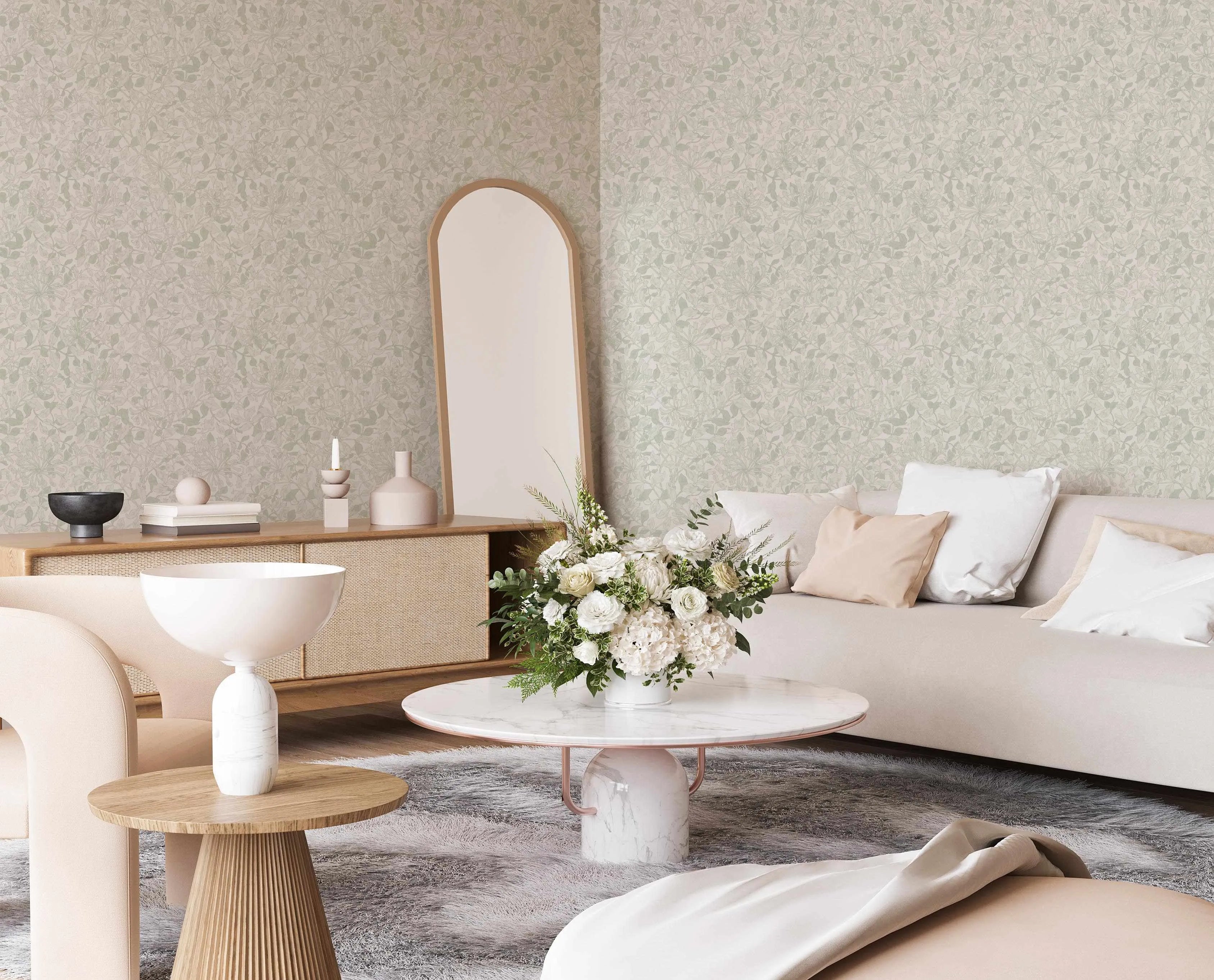 Leafy Layers Sage Green Wallpaper from Olive et Oriel where you can shop wallpaper and artworks online