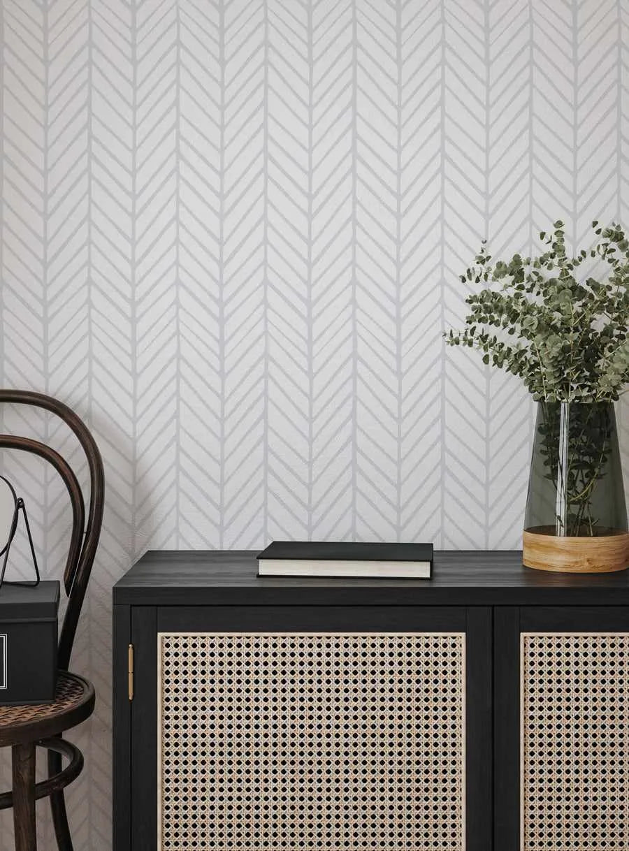Chevron Wallpaper in Grey from Olive et Oriel where you can shop wallpaper and artworks online