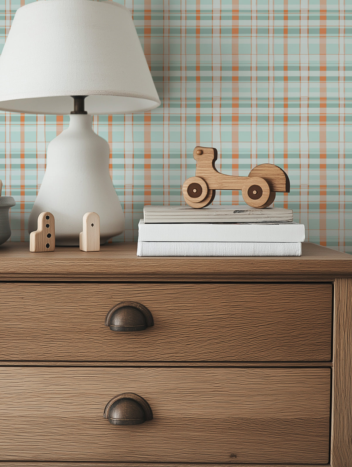 Adventure Bound Plaid Wallpaper from Olive et Oriel where you can shop wallpaper and artworks online