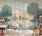Lakeside Swan Dreams Wallpaper Mural