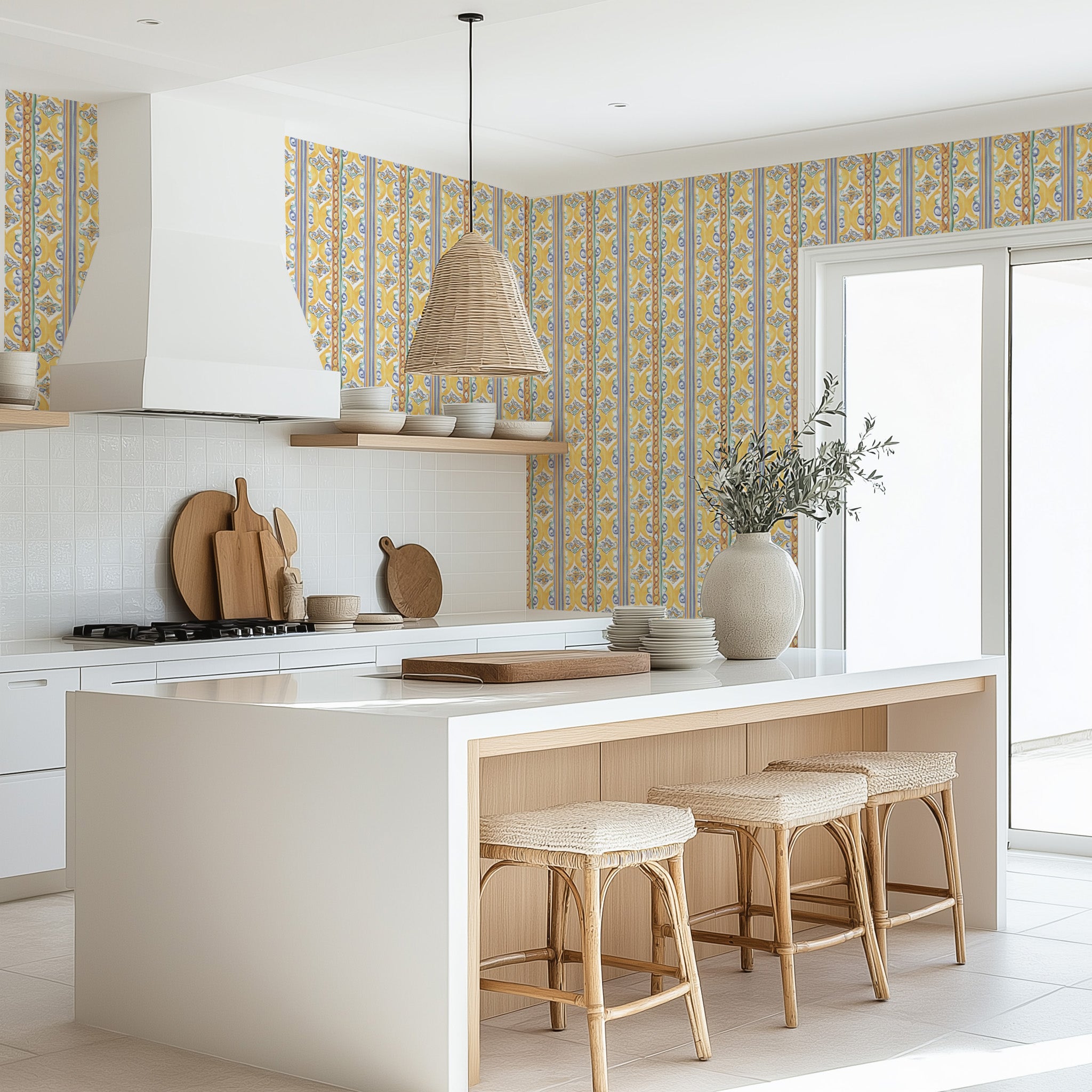 Arancia Bright Yellow Designer Wallpaper Removable Fabric Peel & Stick