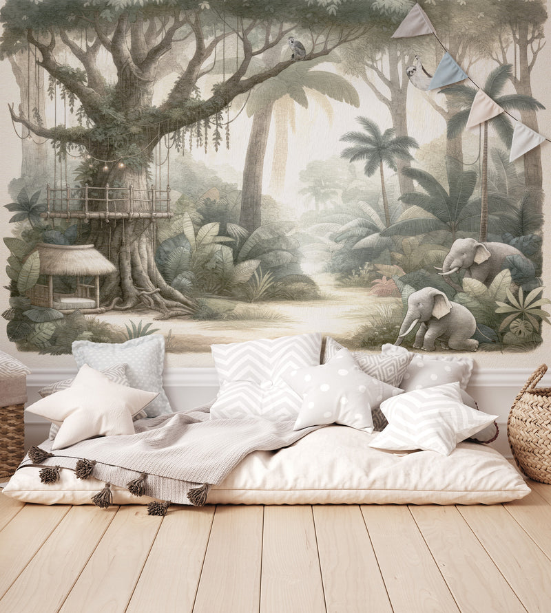 Tropical Animal Oasis Wallpaper Mural