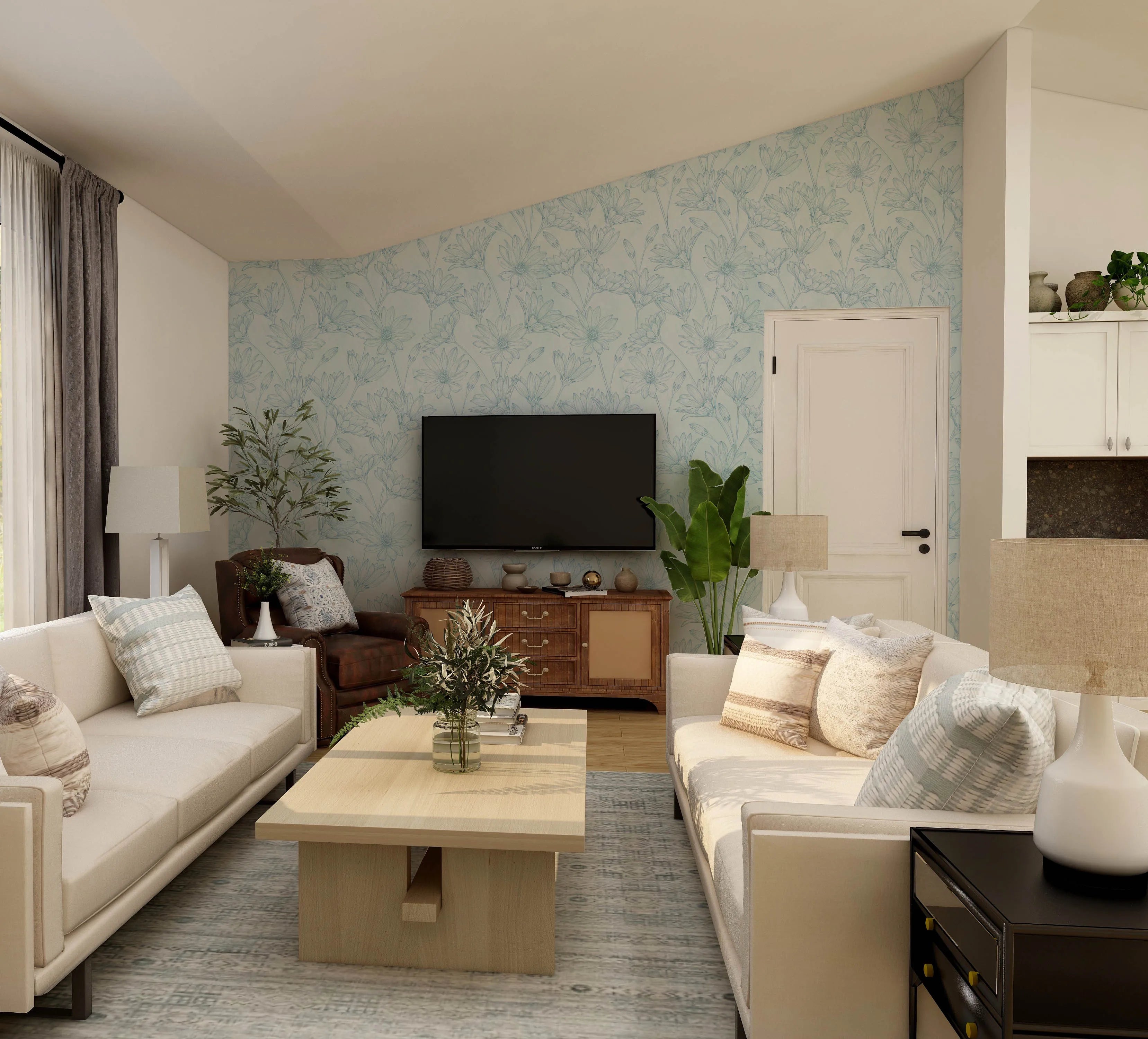 Field Flower Blue Wallpaper from Olive et Oriel where you can shop wallpaper and artworks online