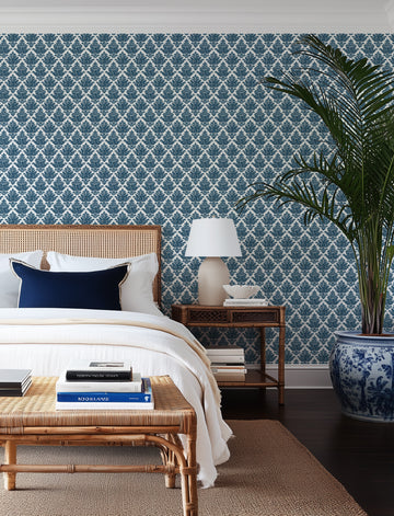 Savannah Colonial Blue Wallpaper from Olive et Oriel where you can shop wallpaper and artworks online