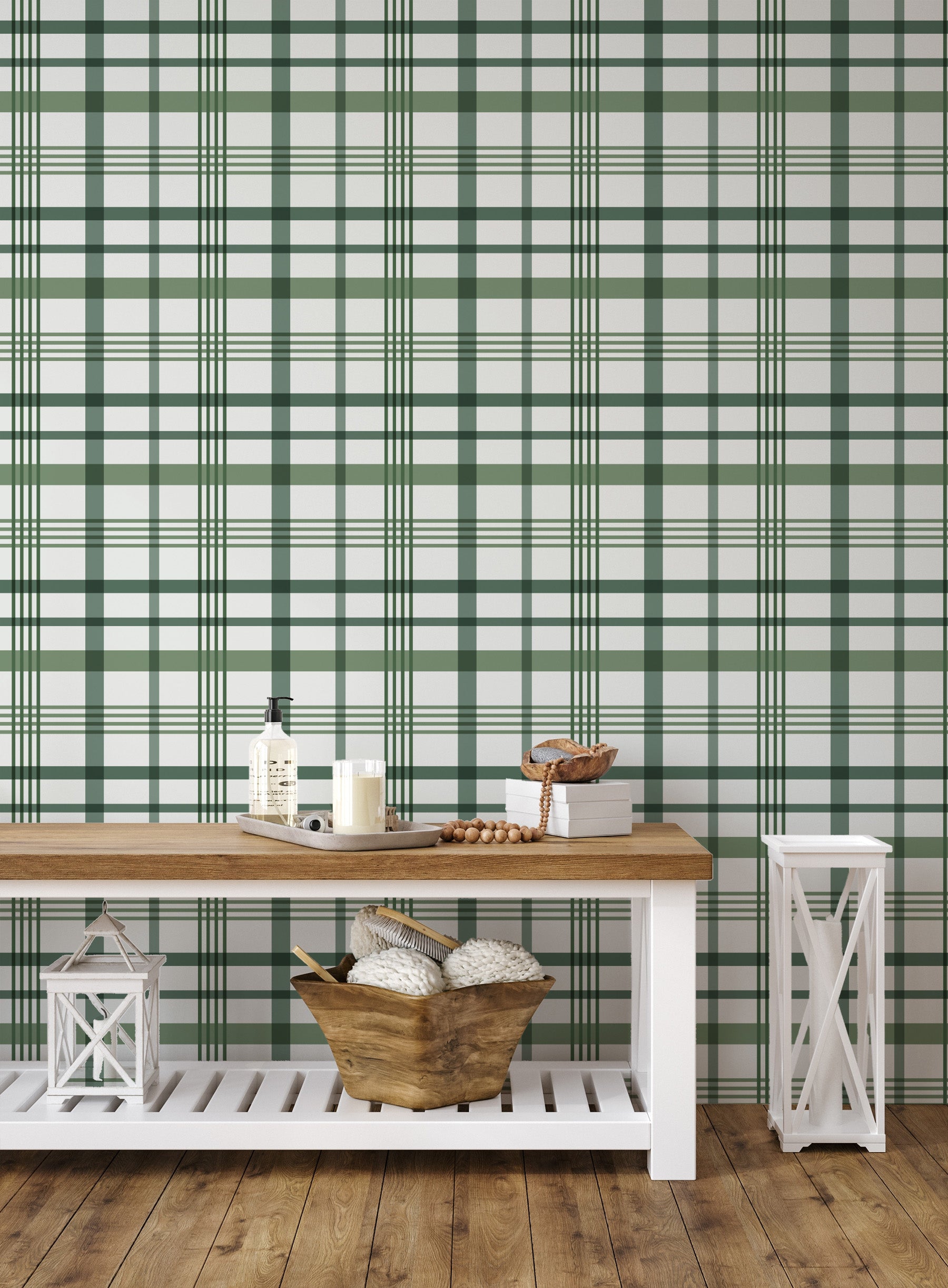 Dark Green Plaid Wallpaper