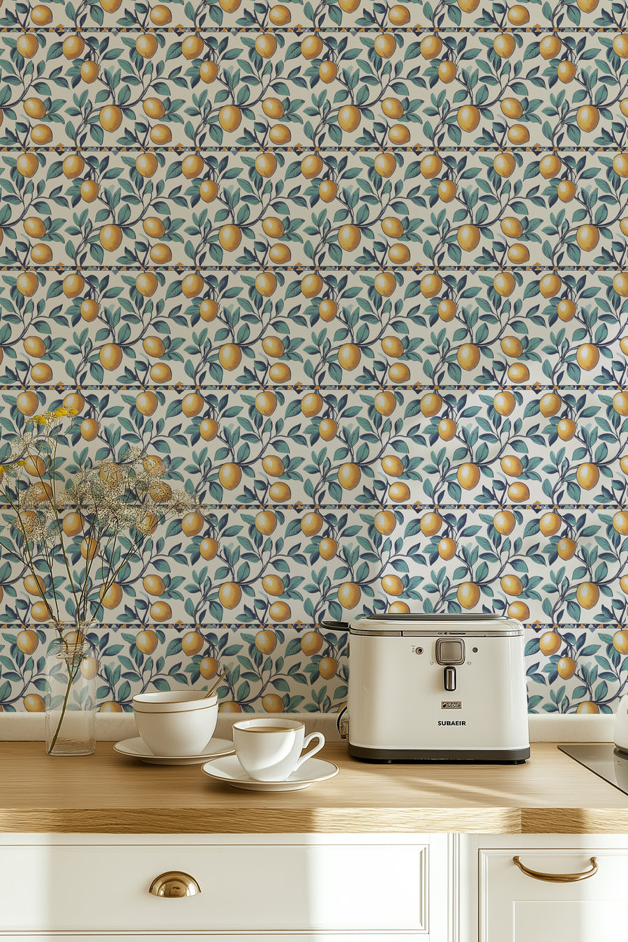 Tuscany Limone Wallpaper from Olive et Oriel where you can shop wallpaper and artworks online
