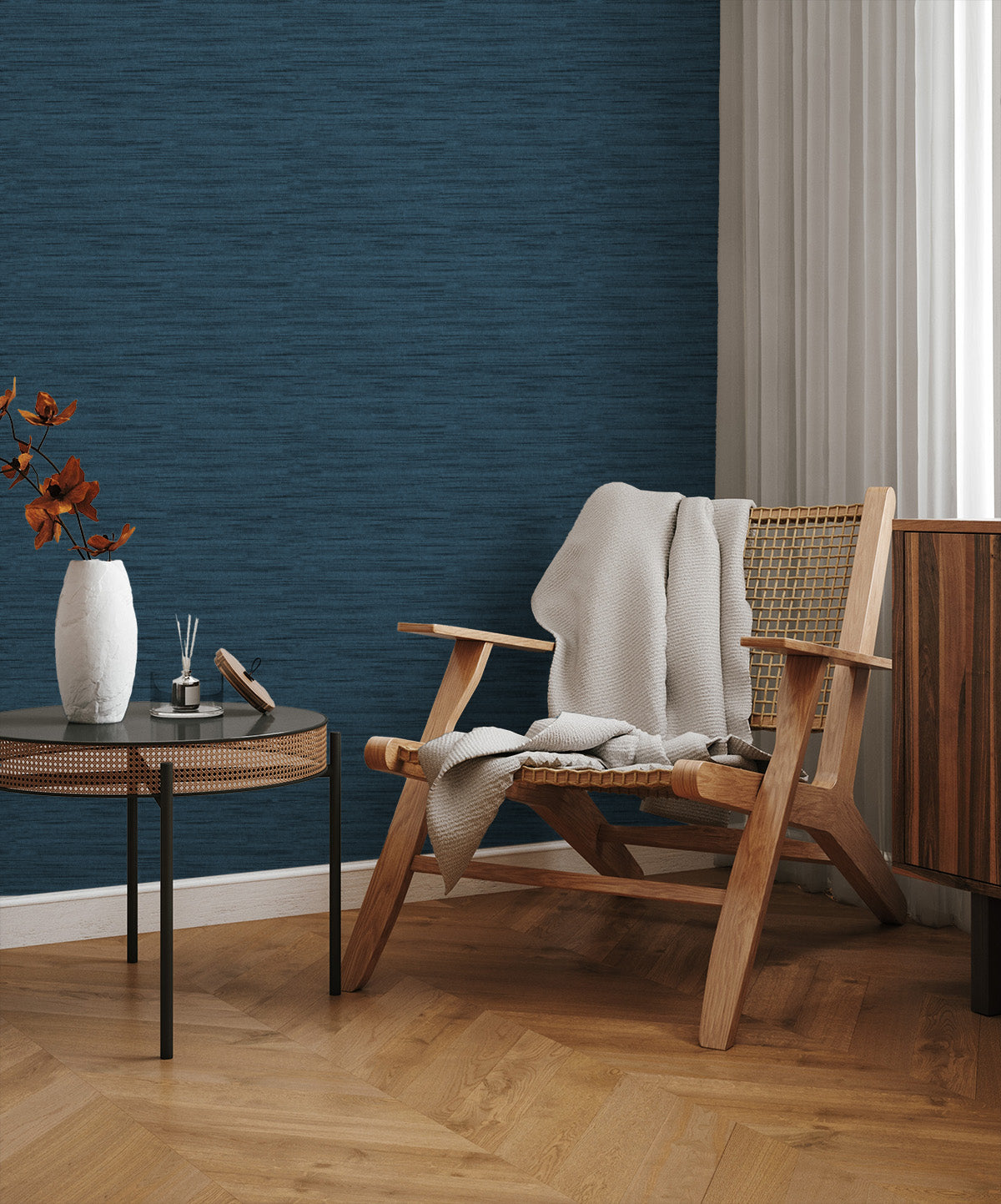 Soho in Navy Blue Commercial Vinyl Wallcovering