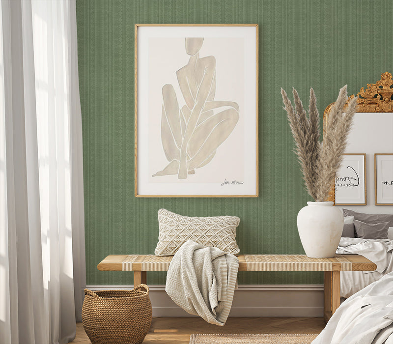 Hanna Stripe Dark Green Wallpaper from Olive et Oriel where you can shop wallpaper and artworks online