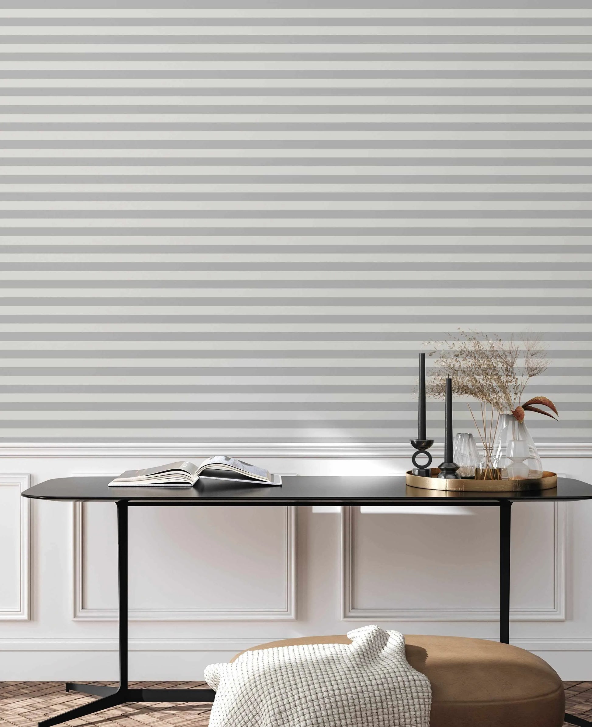 Horizontal Stripe in Mist Wallpaper from Olive et Oriel where you can shop wallpaper and artworks online