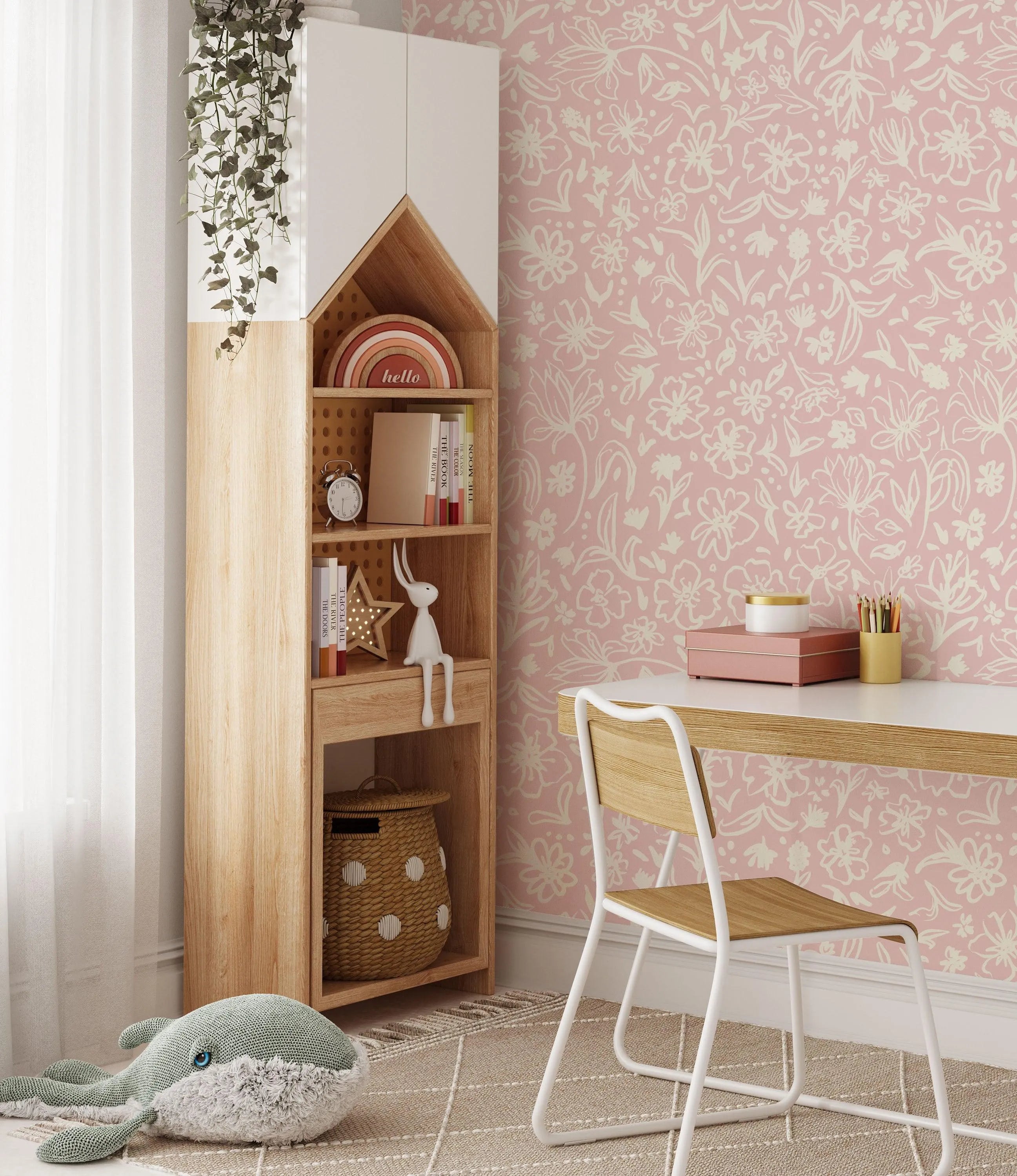Florets Pink Wallpaper from Olive et Oriel where you can shop wallpaper and artworks online
