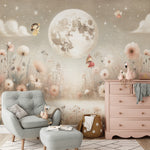 Moonlit Fairy Flower Field Wallpaper Mural