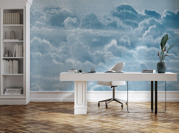 Luxe Clouds in Navy Blue Wallpaper Mural from Olive et Oriel where you can shop wallpaper and artworks online