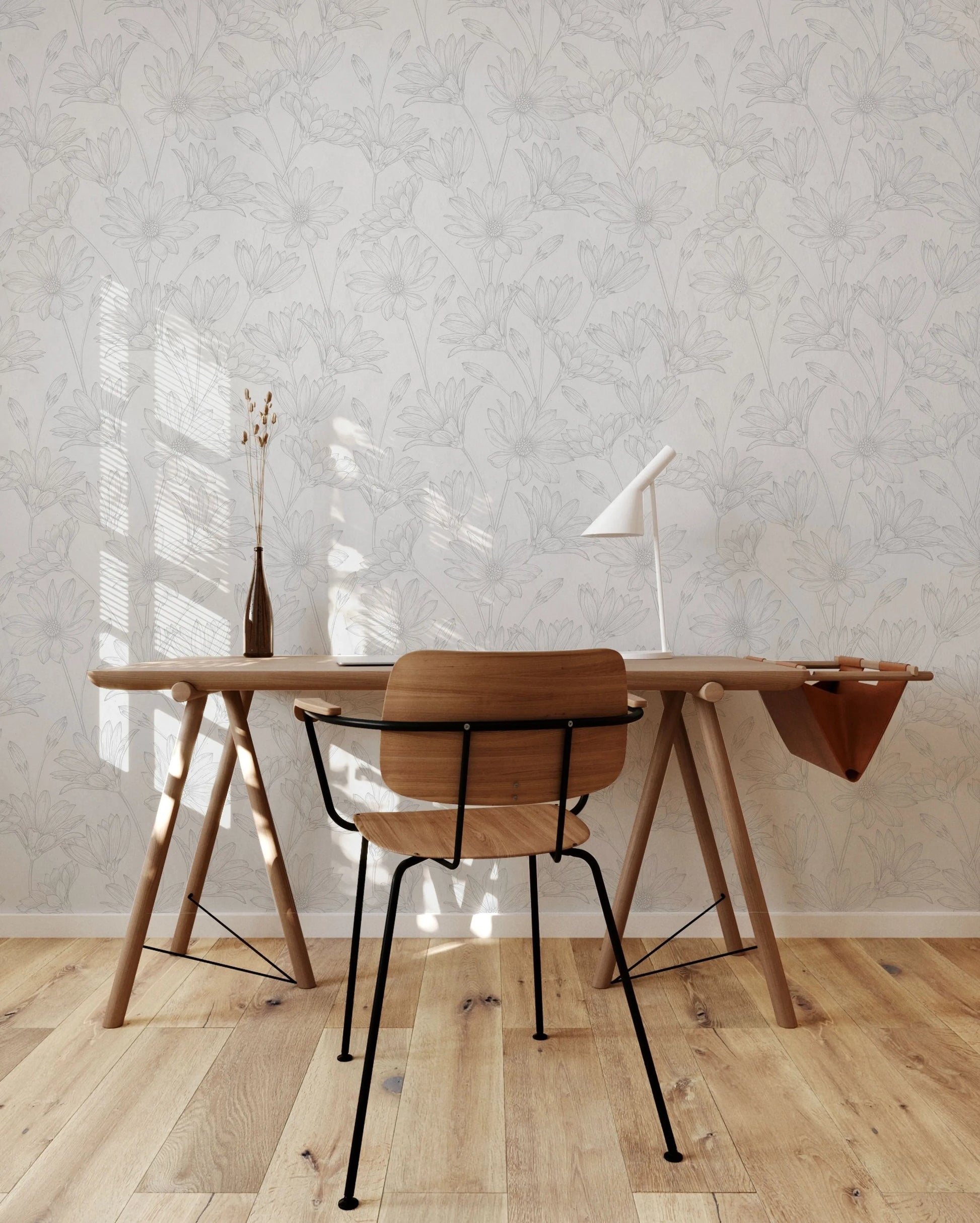 Field Flower Grey Wallpaper from Olive et Oriel where you can shop wallpaper and artworks online