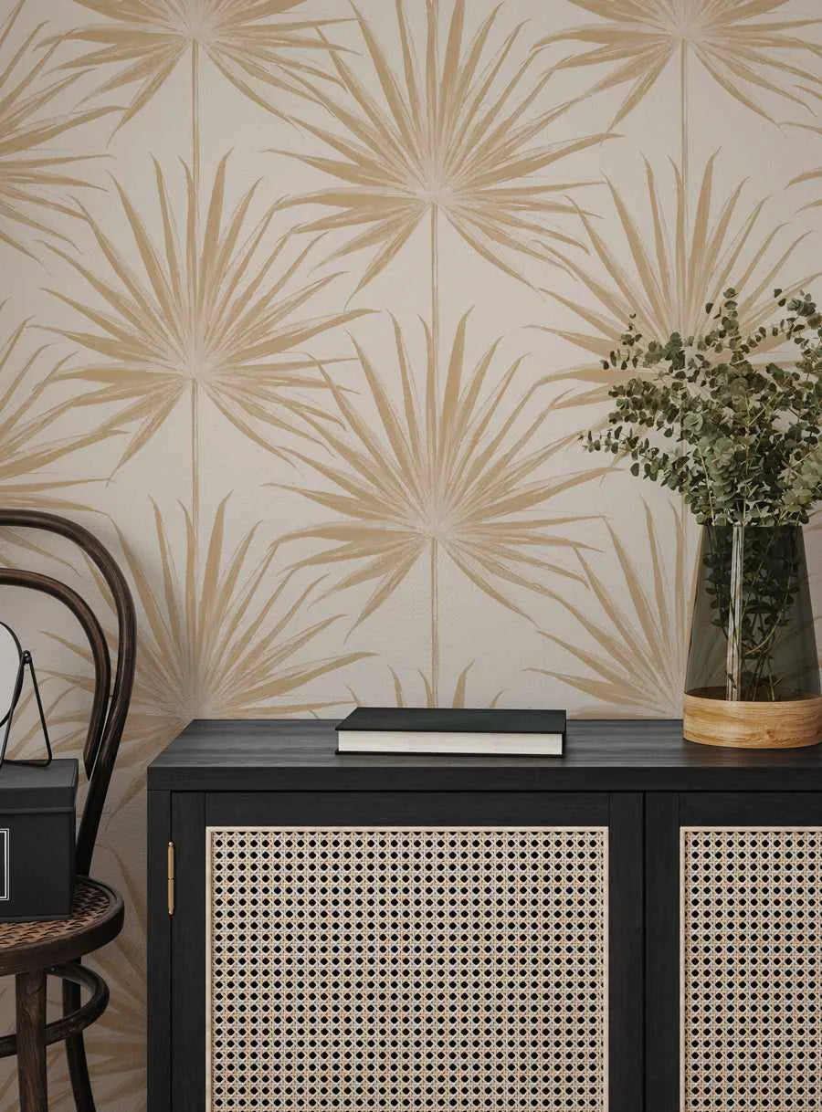 Coastal Palm Wallpaper in Coffee from Olive et Oriel where you can shop wallpaper and artworks online