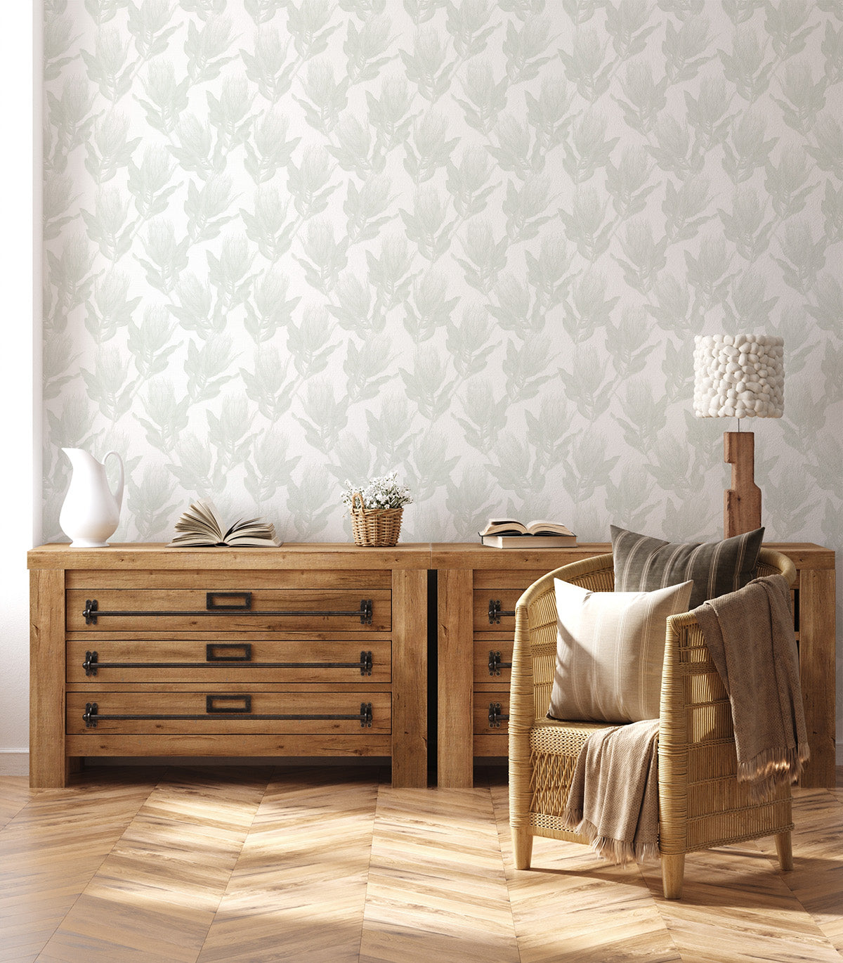 Protea Luxe in Sage Green Wallpaper