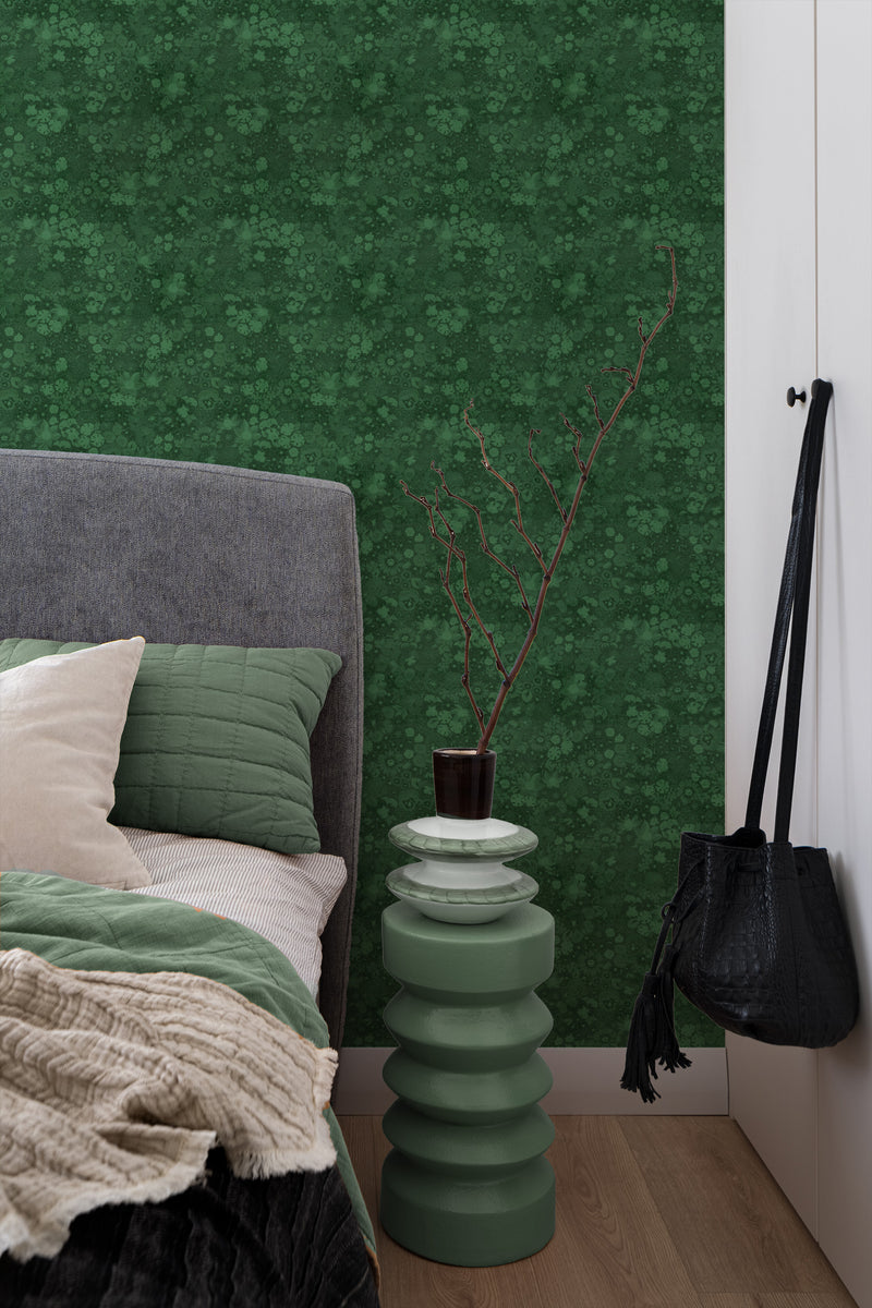 Dark Forest Flowers Dark Green Wallpaper from Olive et Oriel where you can shop wallpaper and artworks online