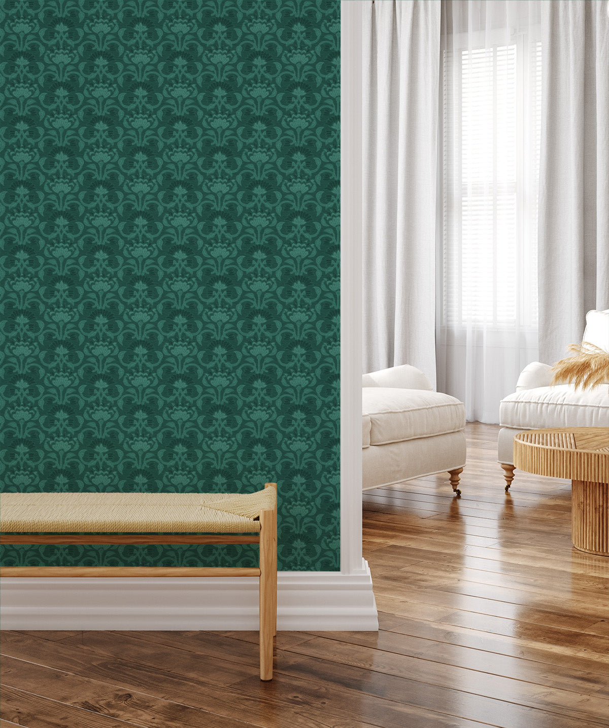 Country Belle Floral Dark Green Wallpaper from Olive et Oriel where you can shop wallpaper and artworks online