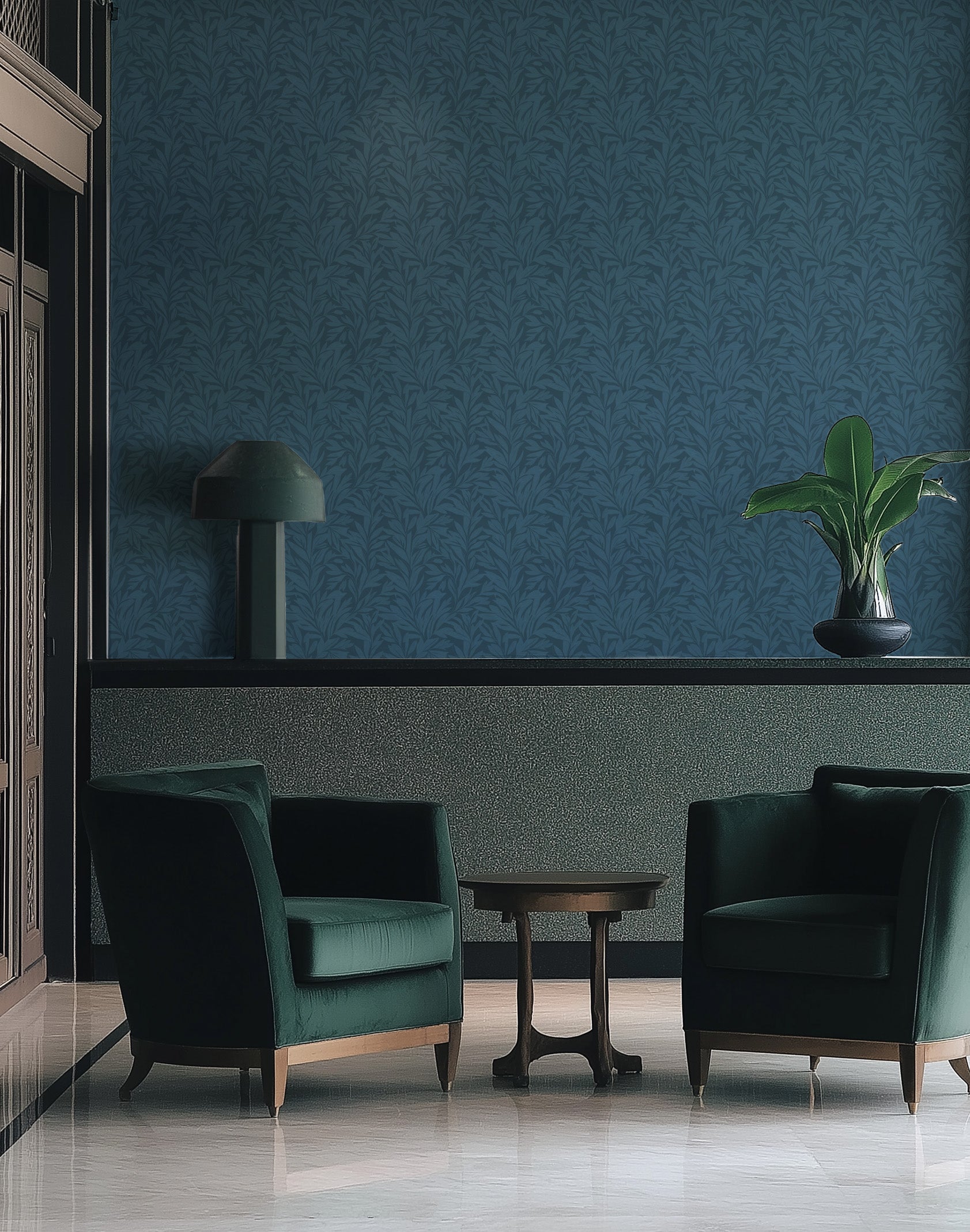 Dorchester in Navy Commercial Vinyl Wallcovering