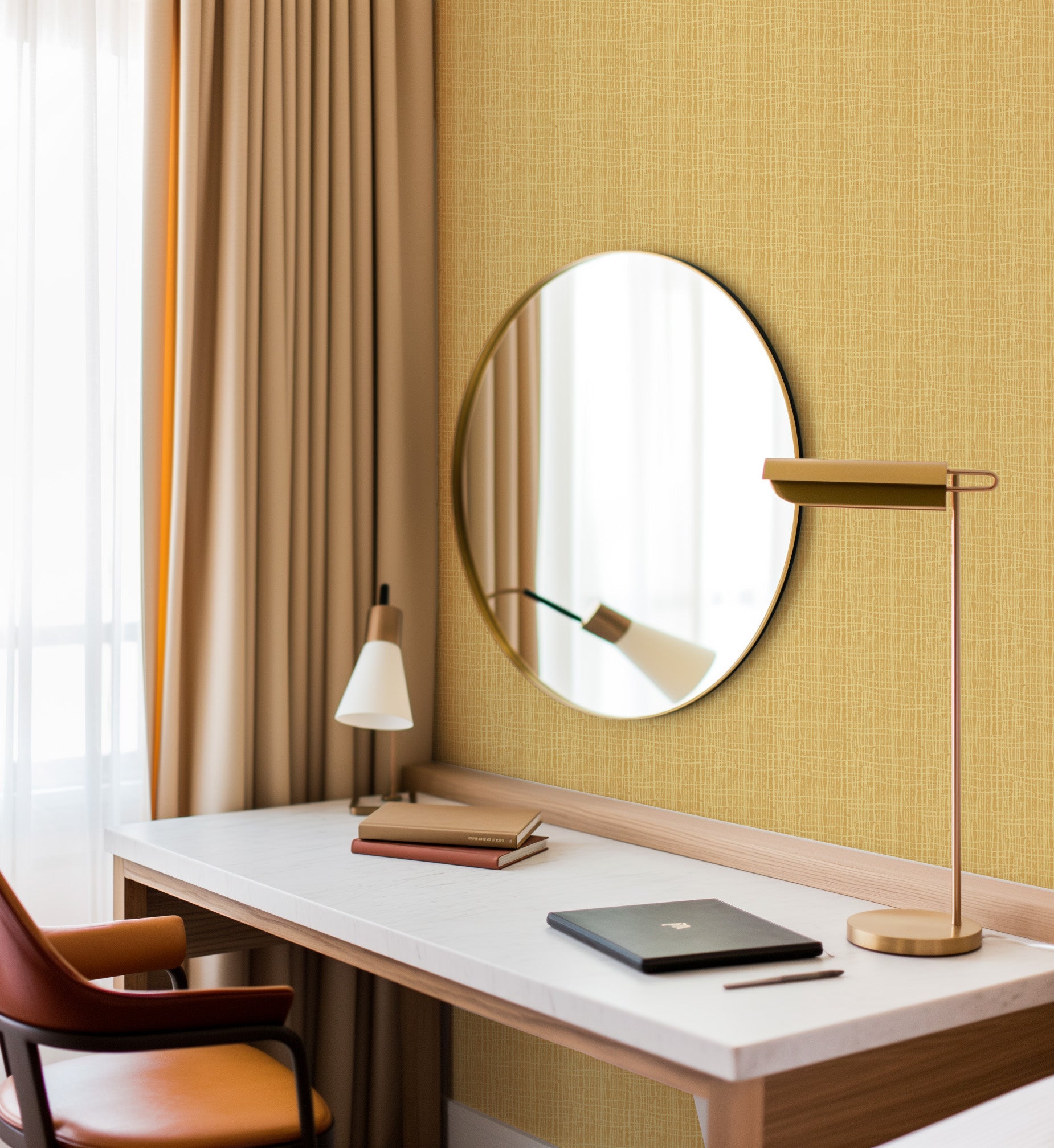 Java in Mustard Commercial Vinyl Wallcovering