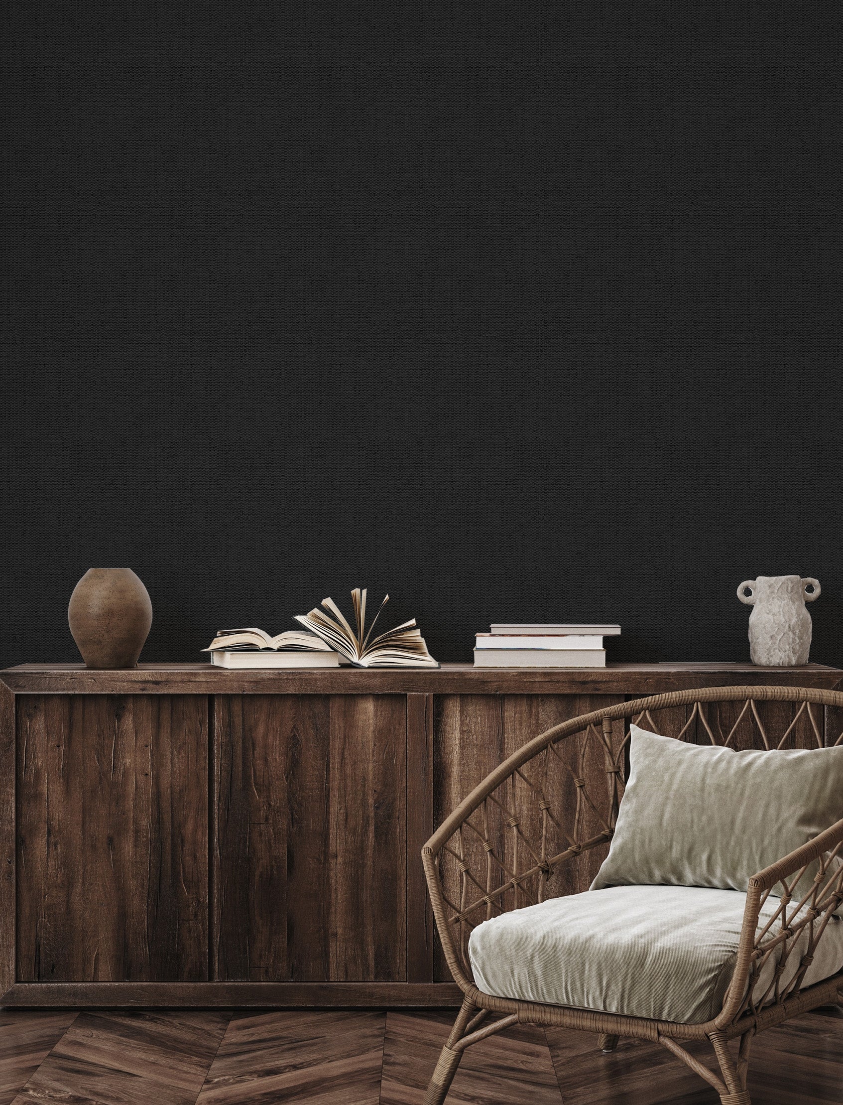 Ashsa in Charcoal Commercial Vinyl Wallcovering