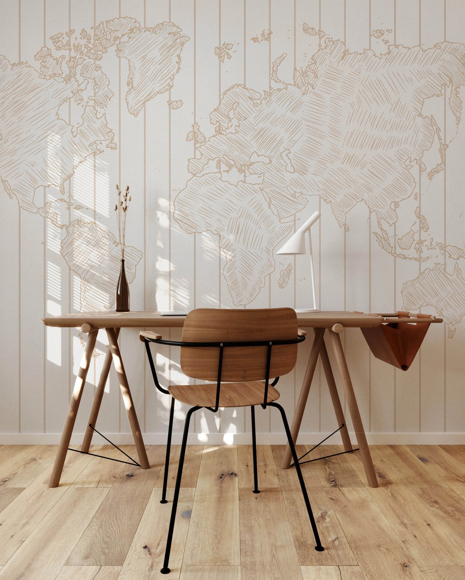 Sketched Stripe Beige Map Wallpaper Mural from Olive et Oriel where you can shop wallpaper and artworks online