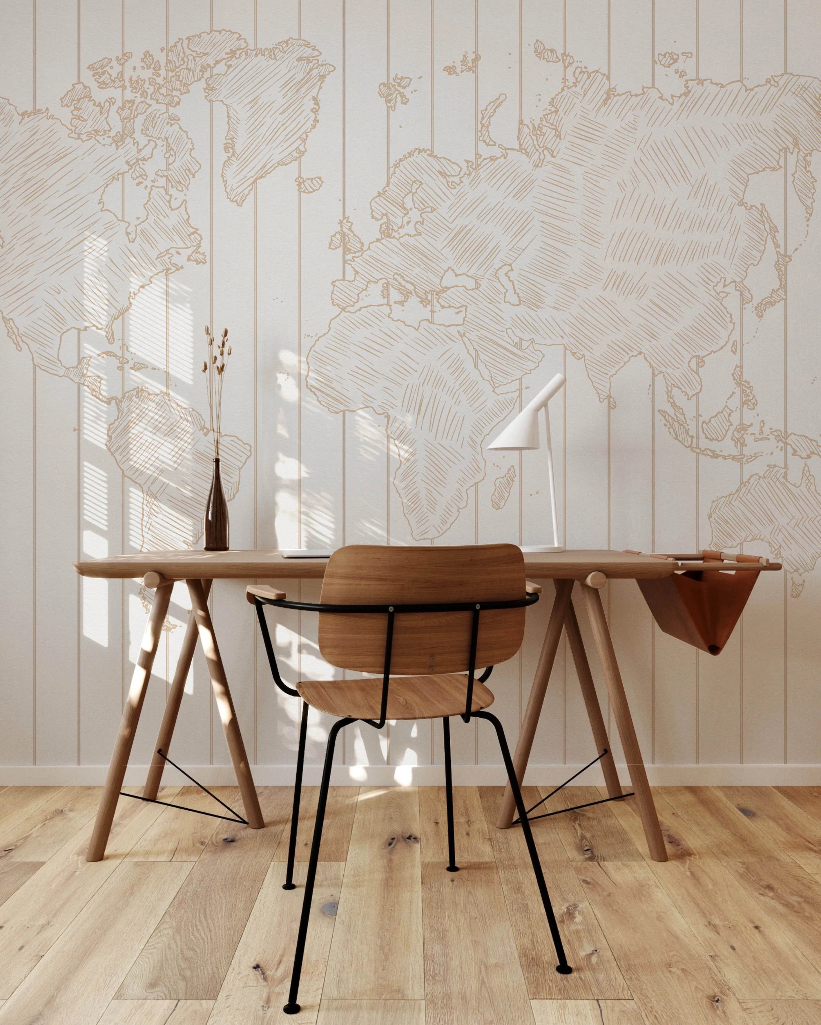 Sketched Stripe Beige Map Wallpaper Mural from Olive et Oriel where you can shop wallpaper and artworks online